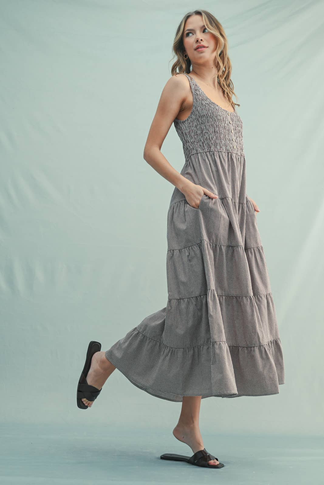 Lucille Plaid Tiered Dress