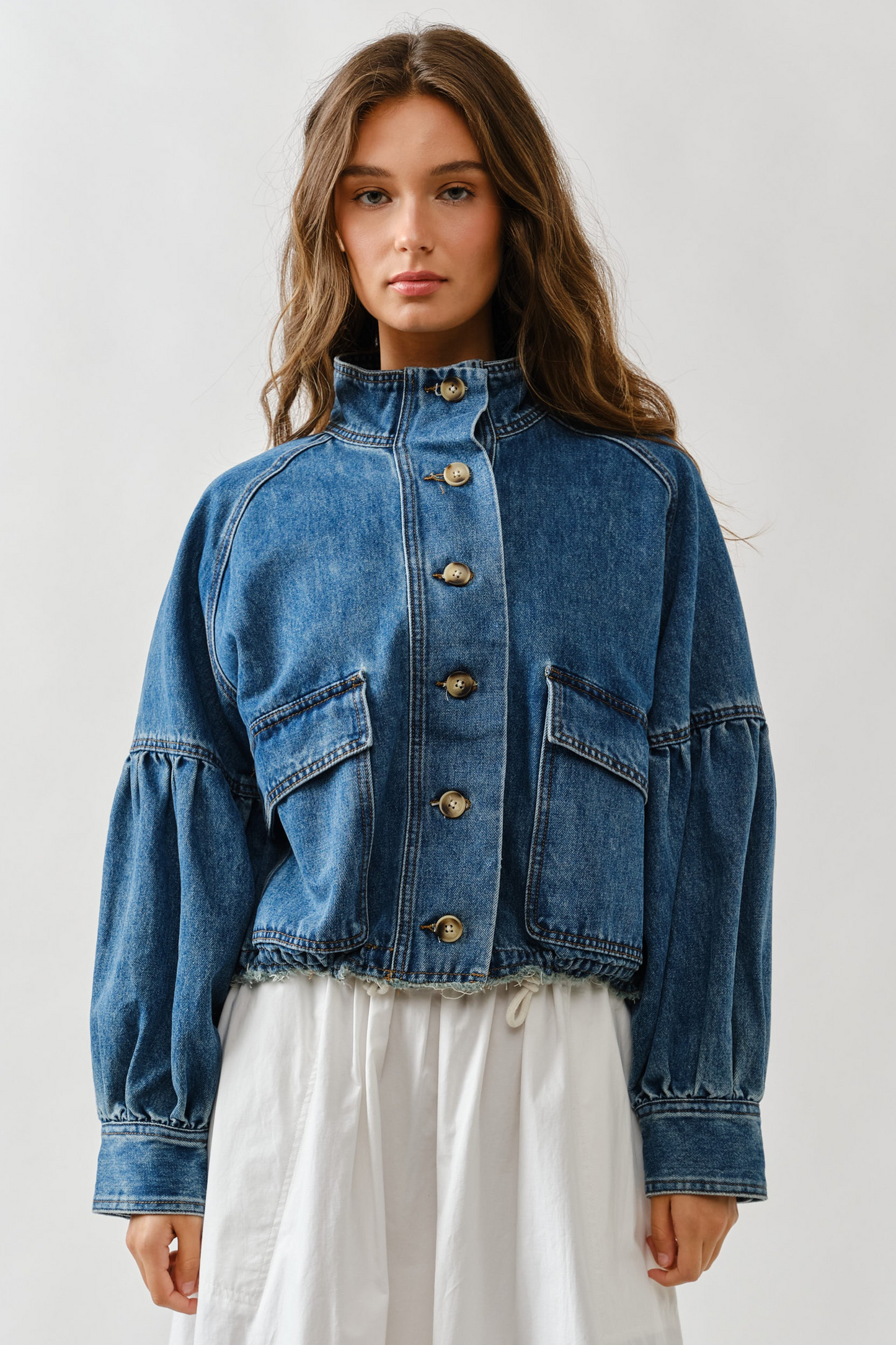 Paloma Ballon Sleeve Twill Jacket