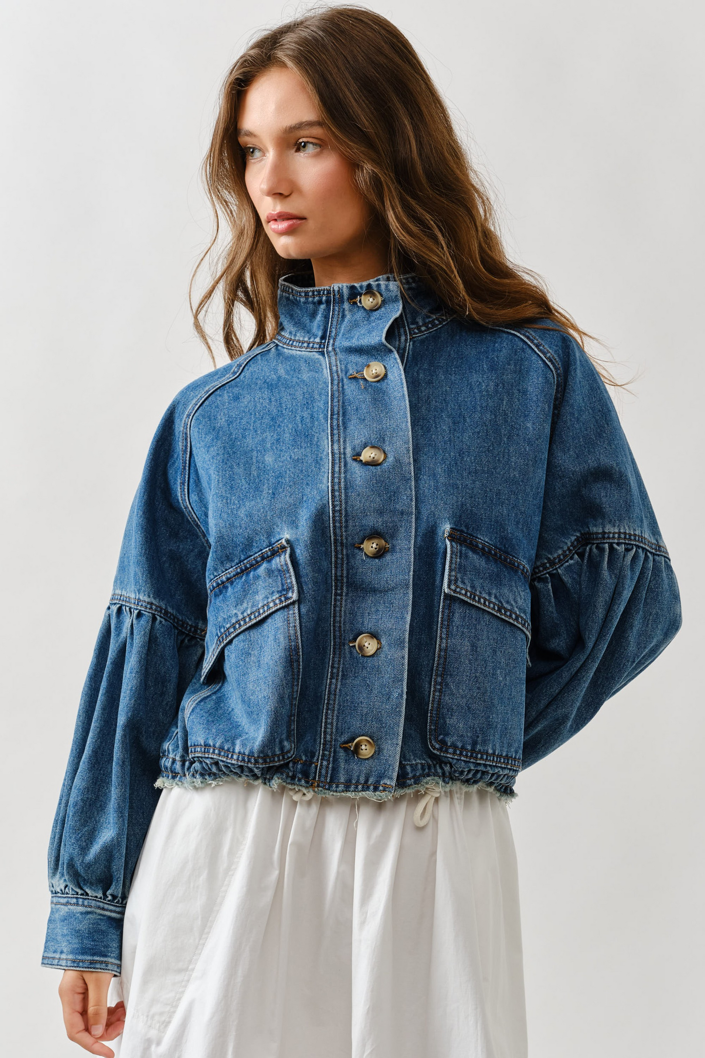 Paloma Ballon Sleeve Twill Jacket
