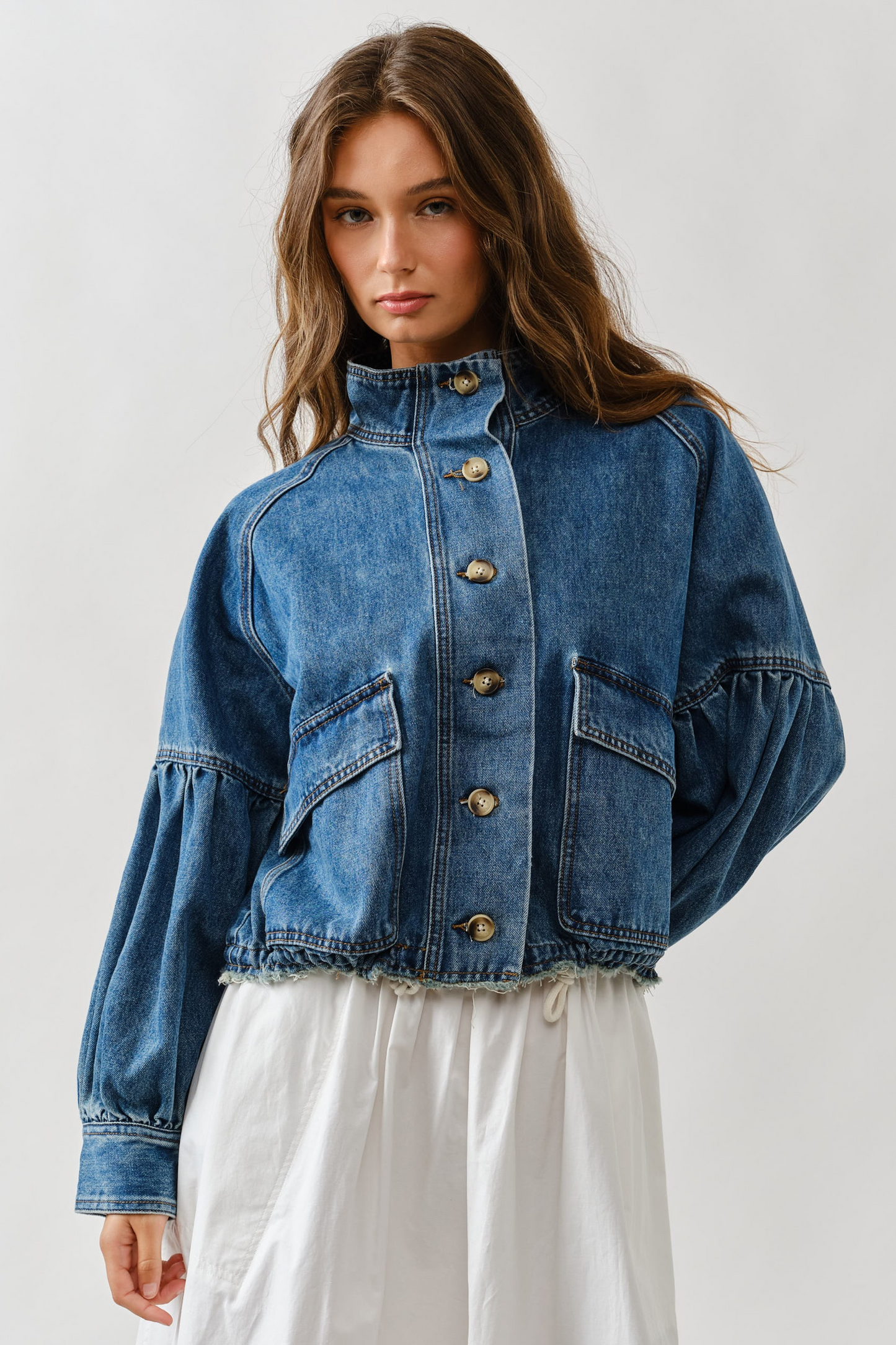 Paloma Ballon Sleeve Twill Jacket