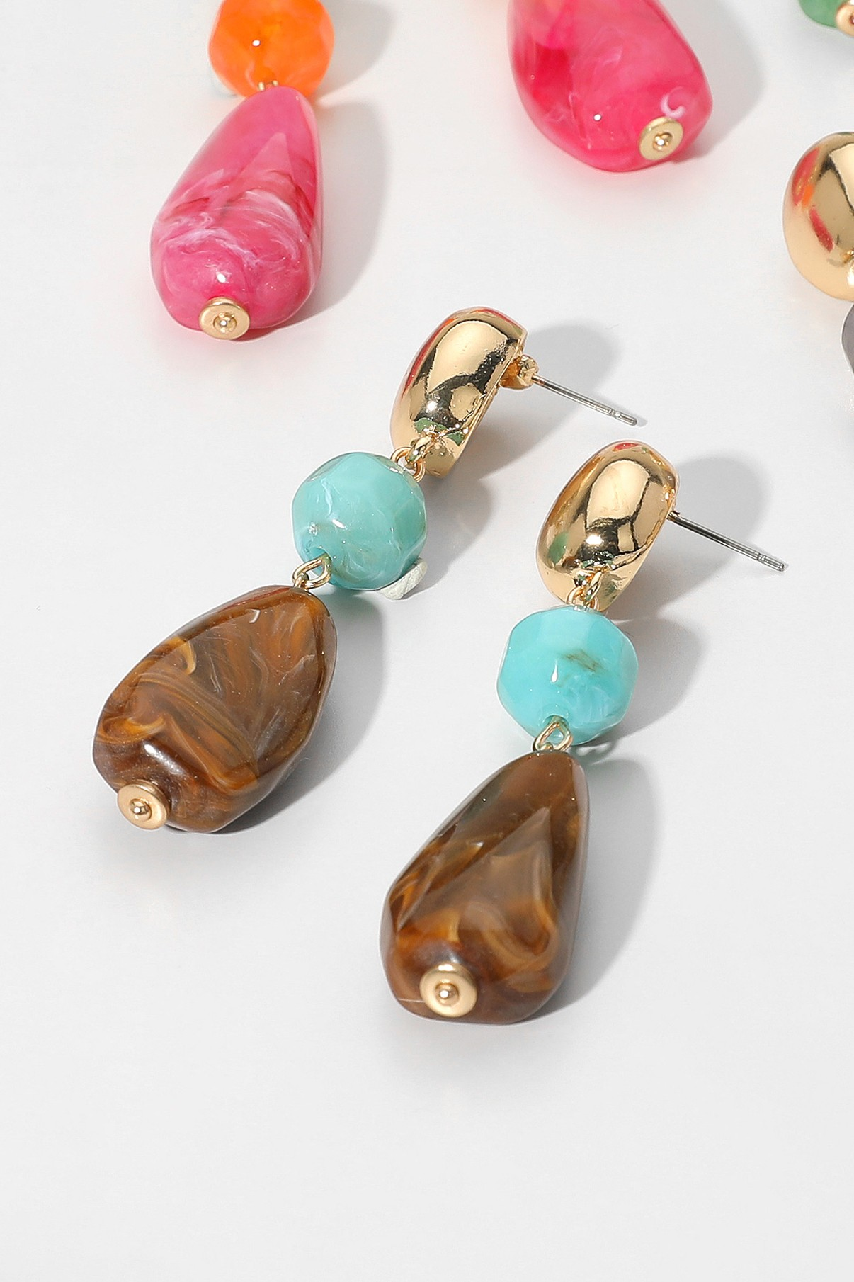 Marbled Resin Pebble Drop Earrings
