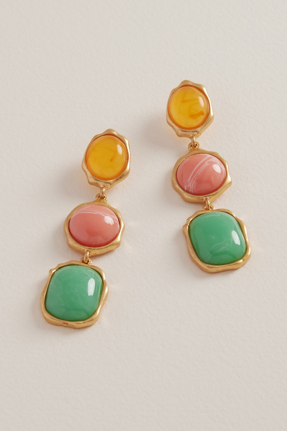 Multi Color Stone Drop Earrings