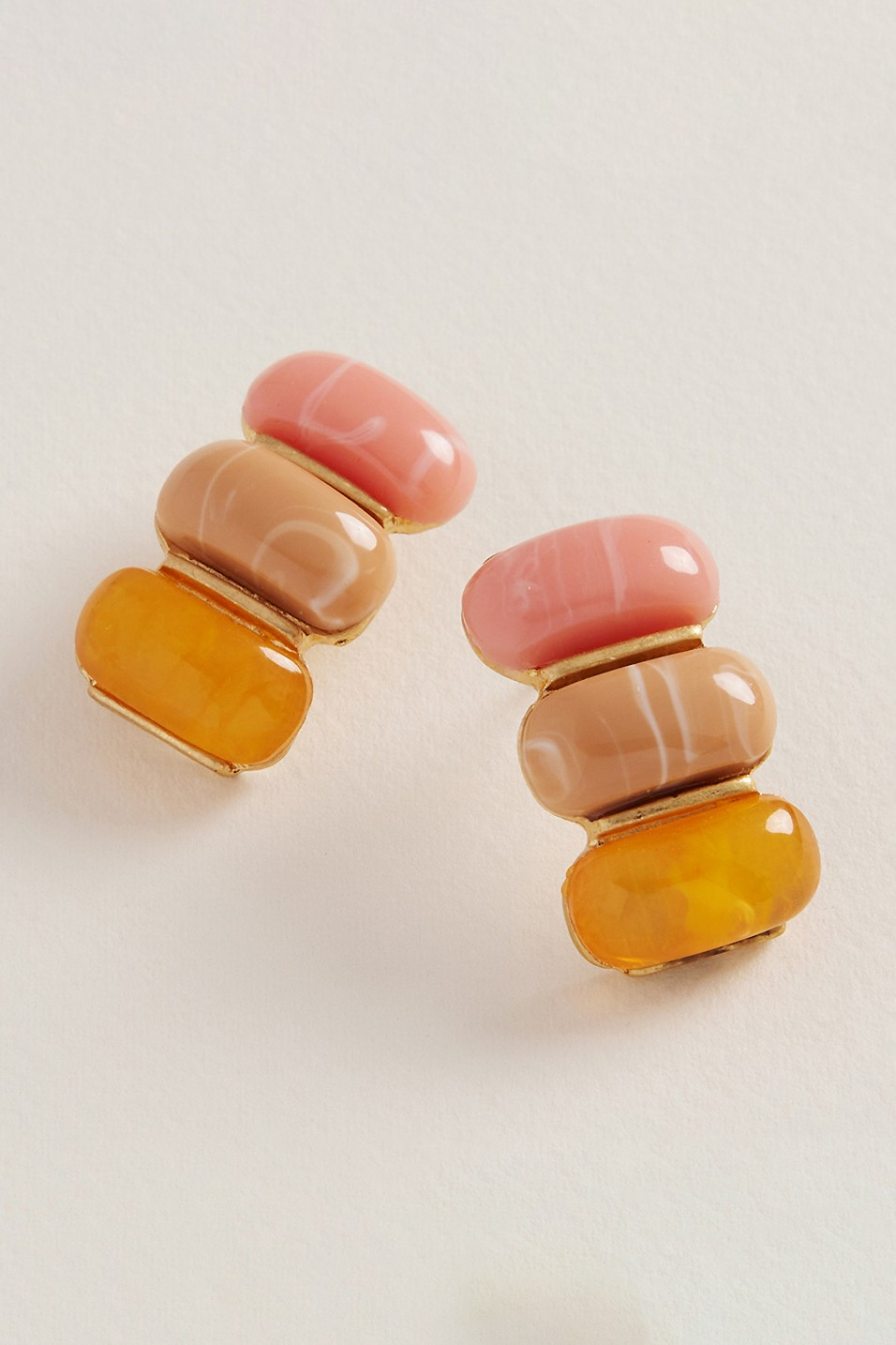 Chunky Marbled Resin Oval Stacked Earrings