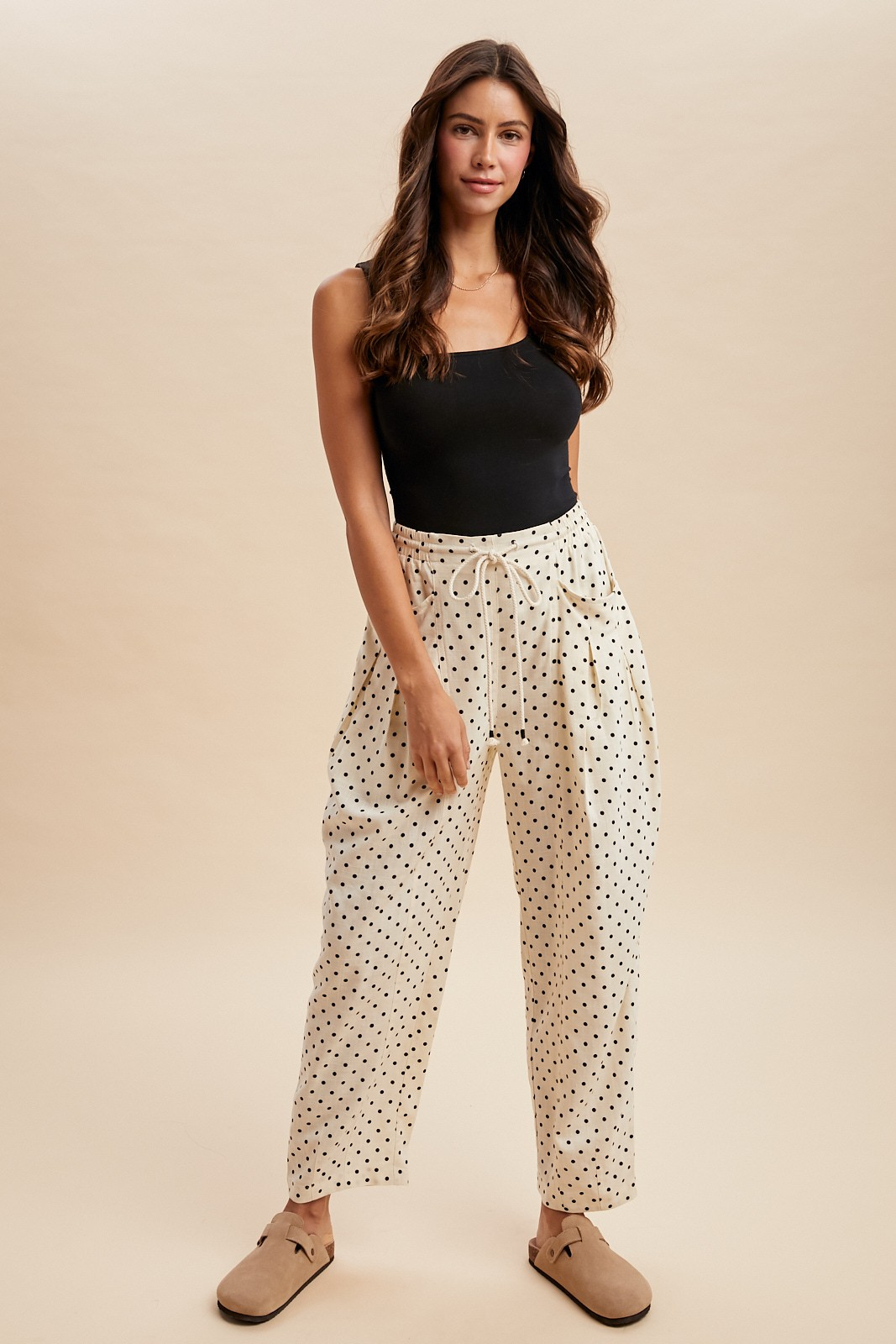 Polka Dot Barrel Leg Pants