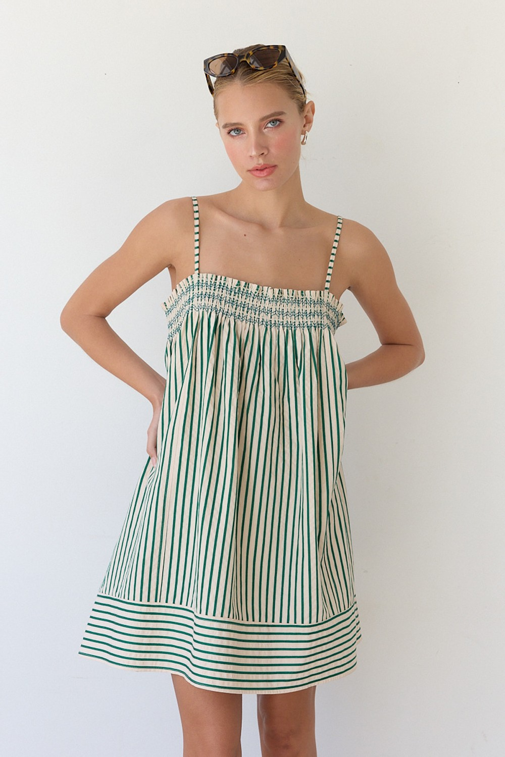 Bonnie Striped Mini Dress Green / S Bonnie Striped Mini Dress Green / S