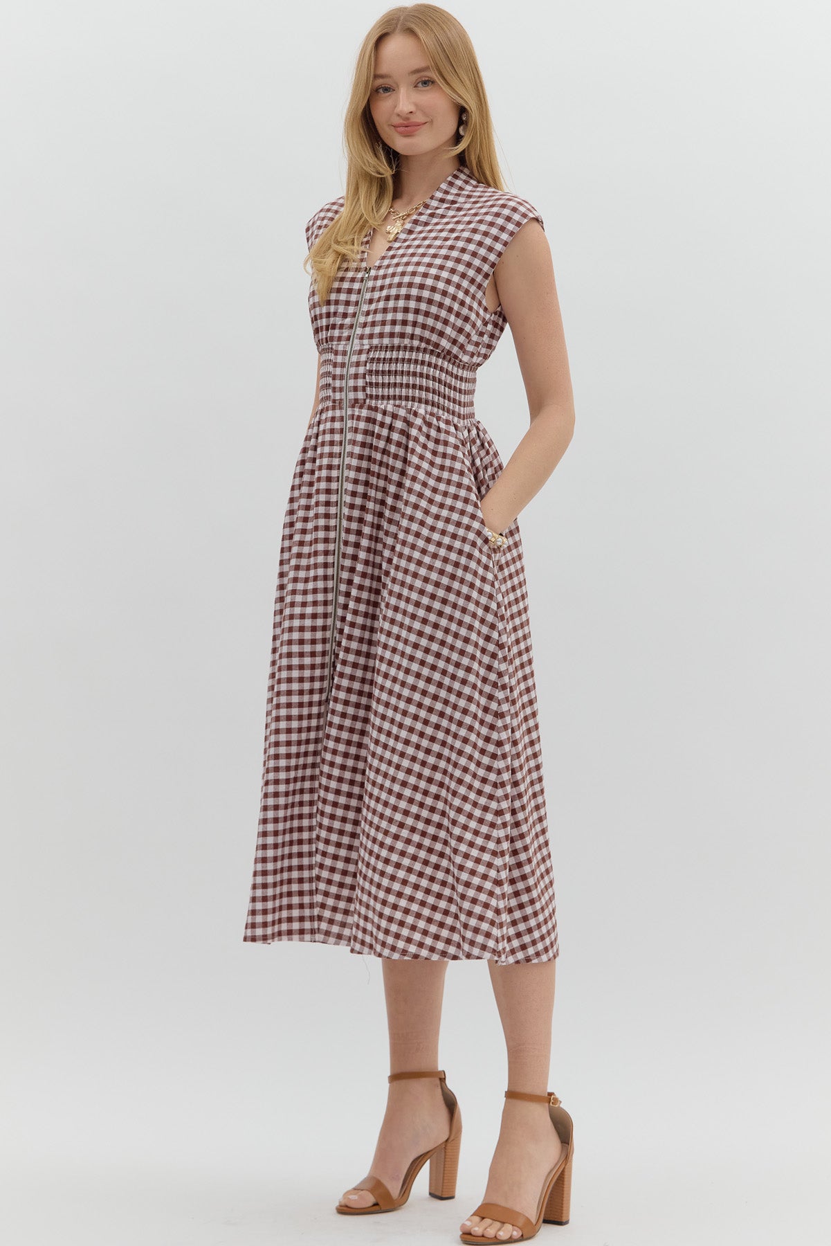 Carmen Gingham Midi Dress