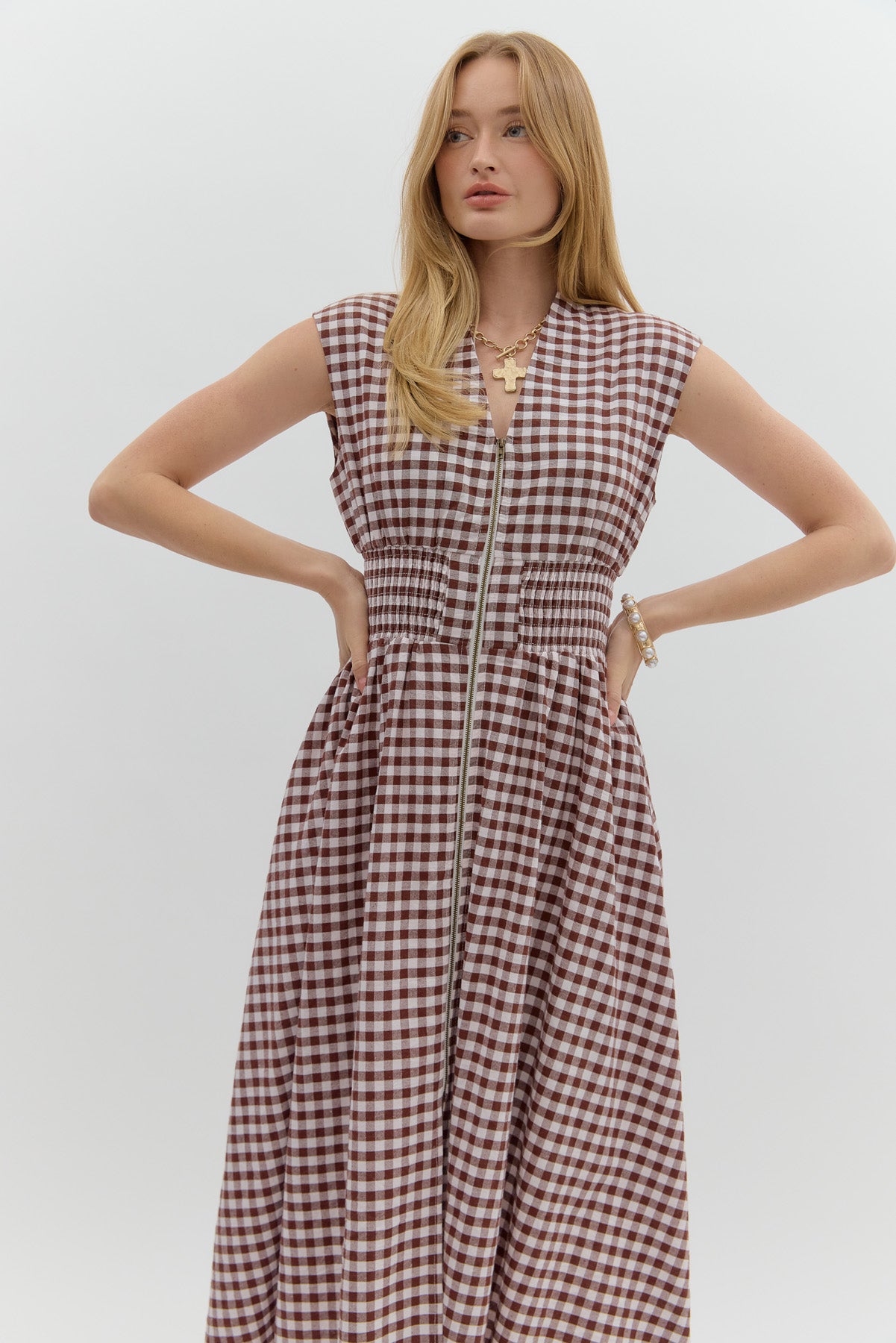 Carmen Gingham Midi Dress
