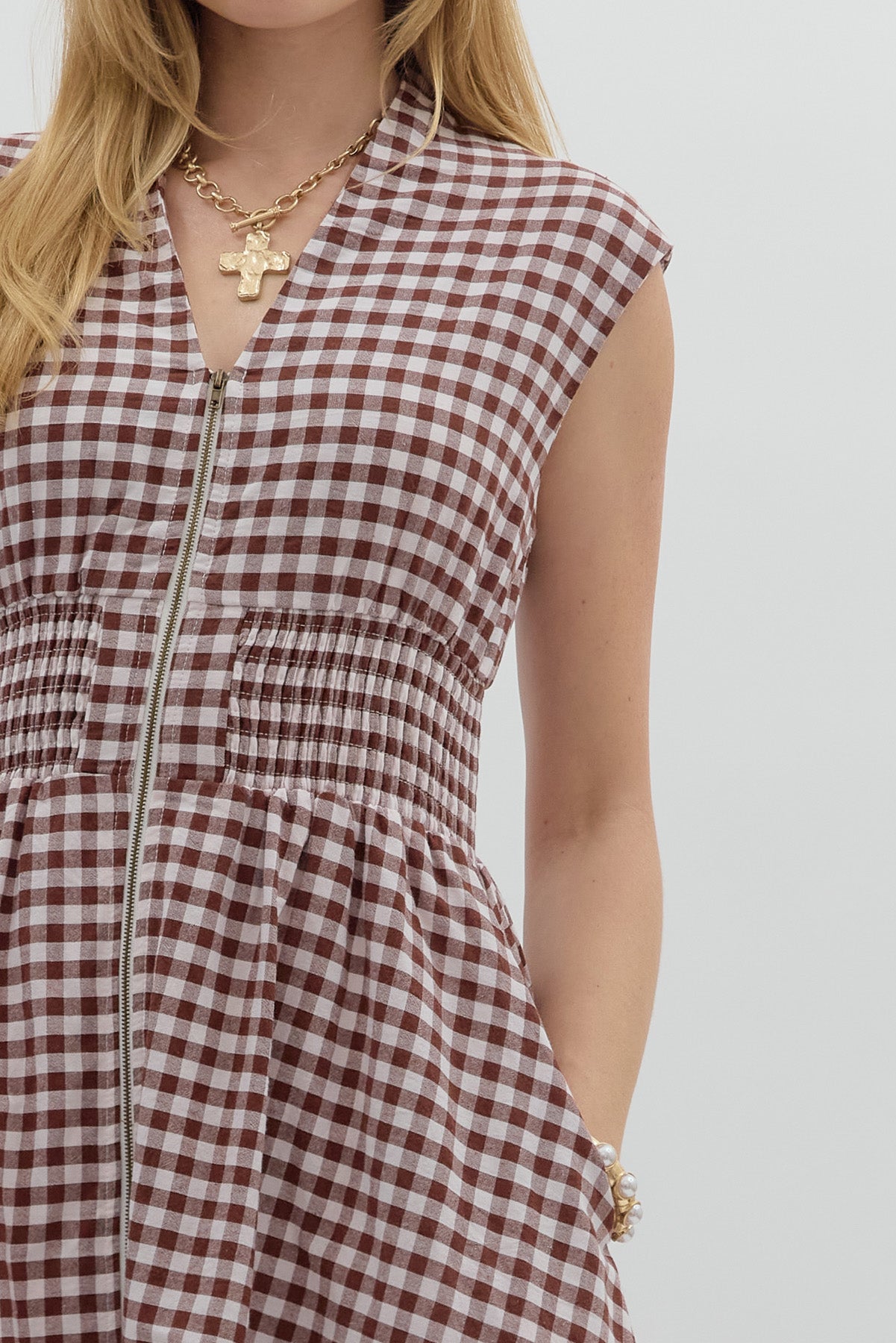 Carmen Gingham Midi Dress