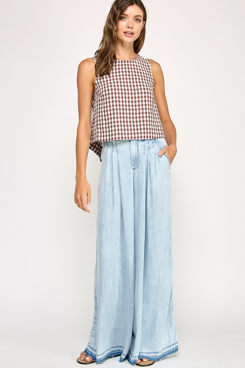 Gingham Scoop Neck Tank