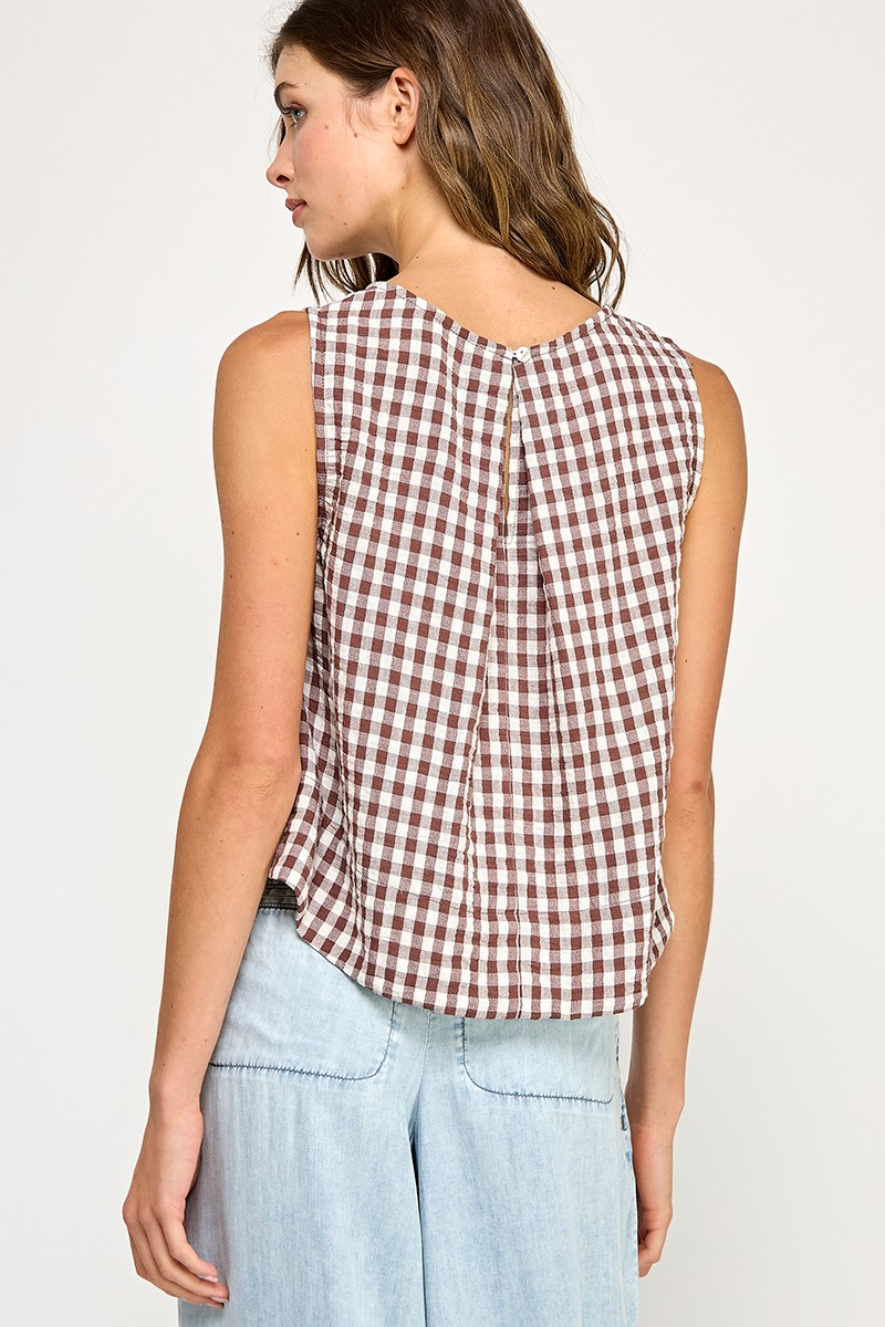 Gingham Scoop Neck Tank