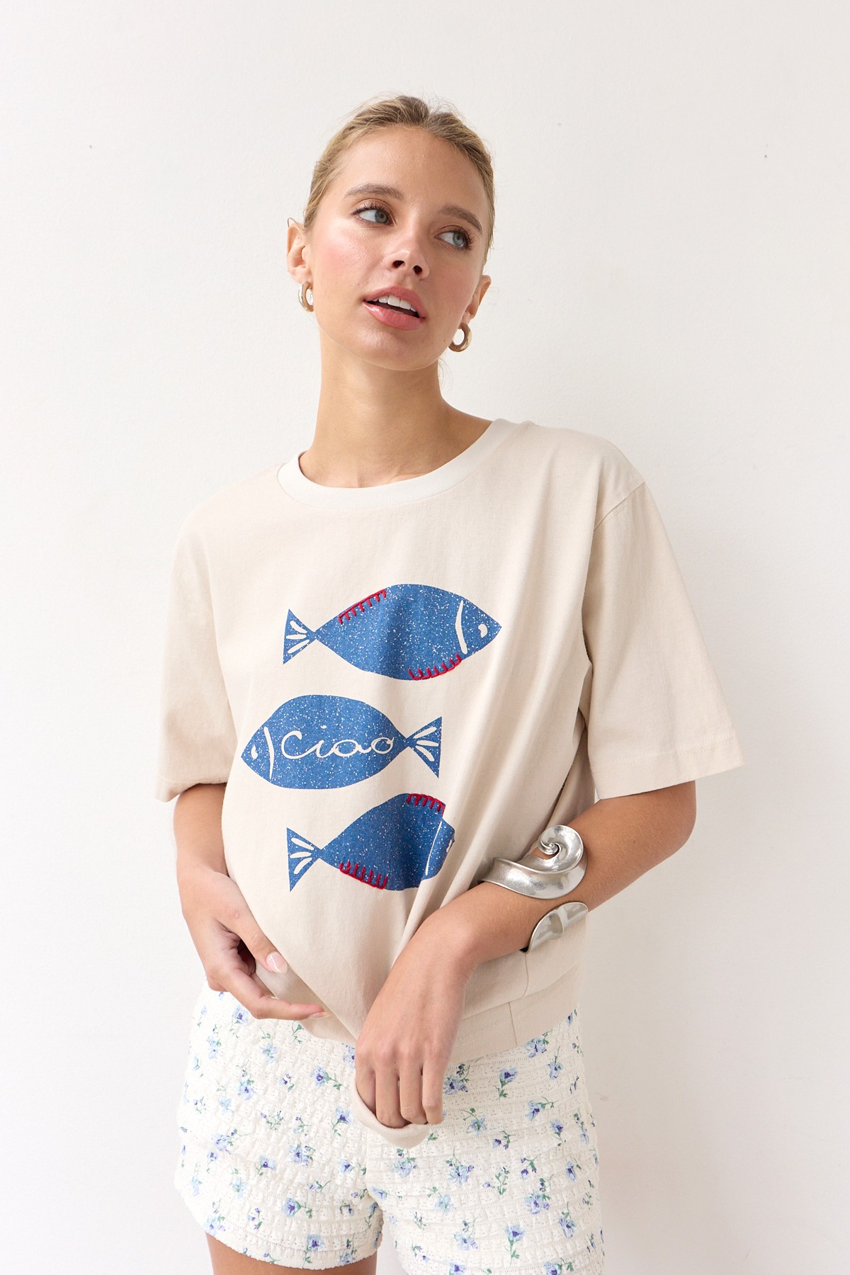 Fish Graphic Tee With Stitch