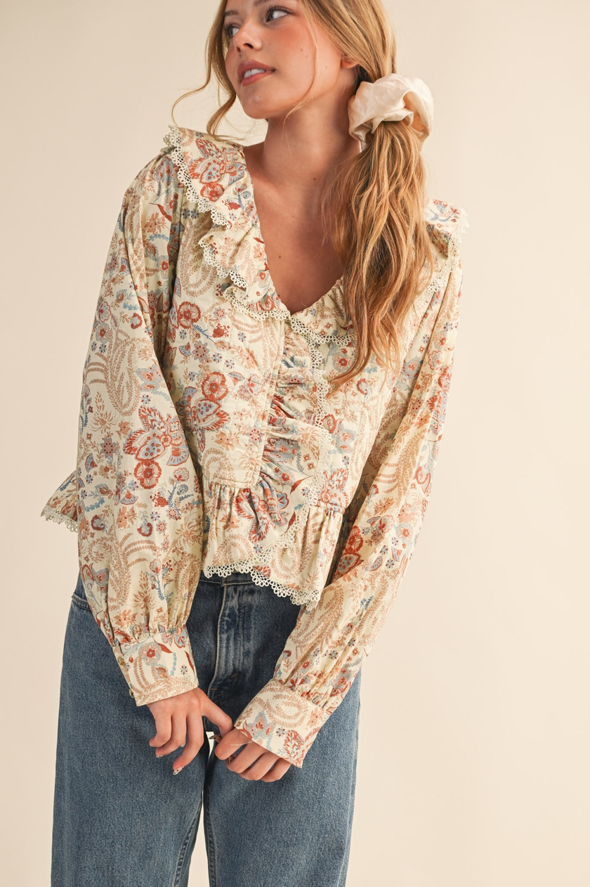 Therese Paisley Print Quilted Top