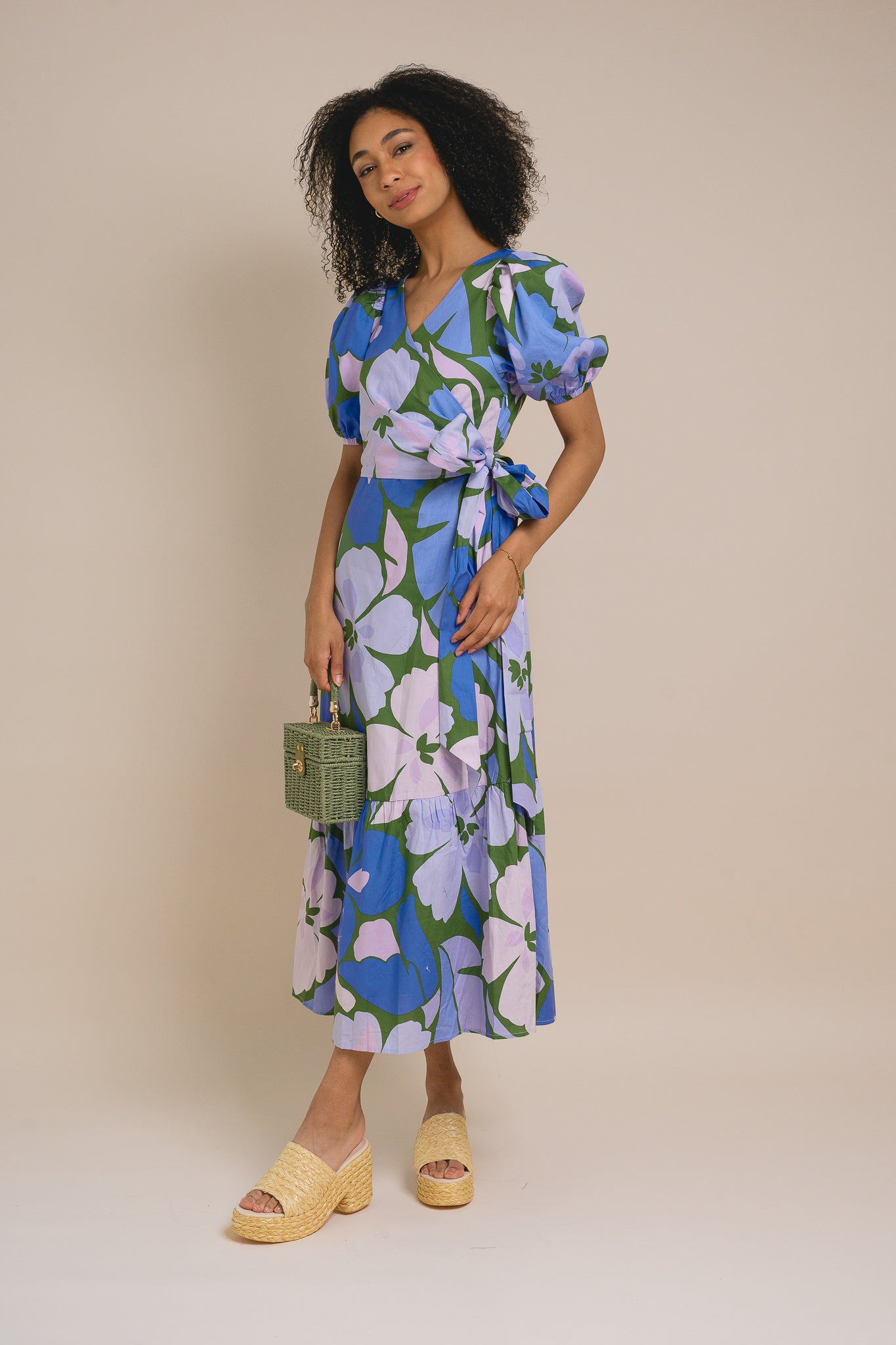 Dayana Floral Poplin Wrap Midi Dress