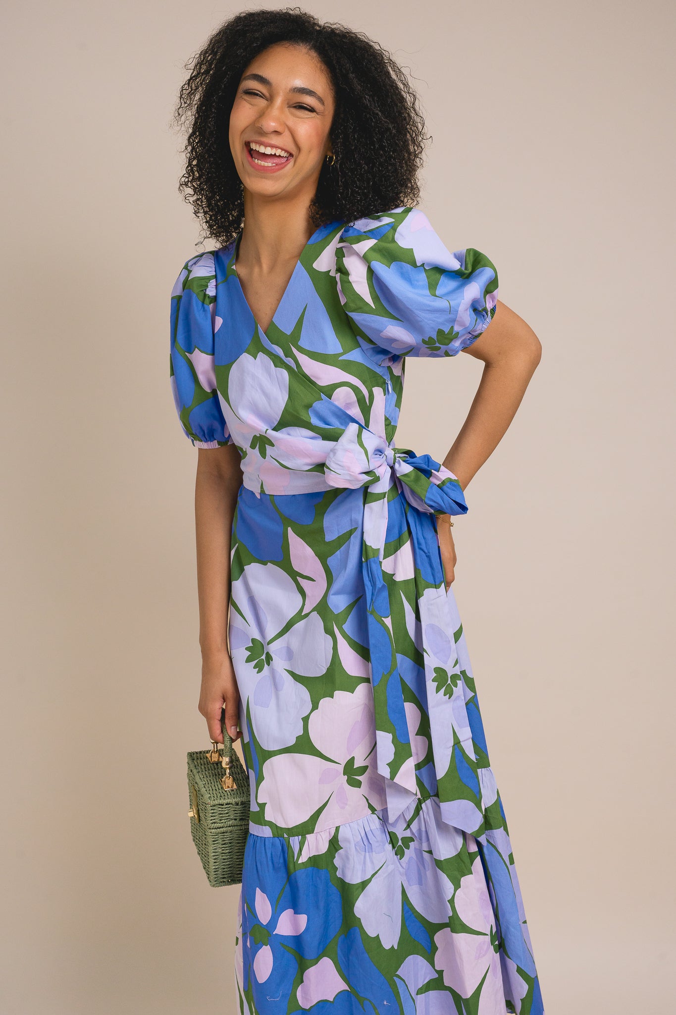 Dayana Floral Poplin Wrap Midi Dress