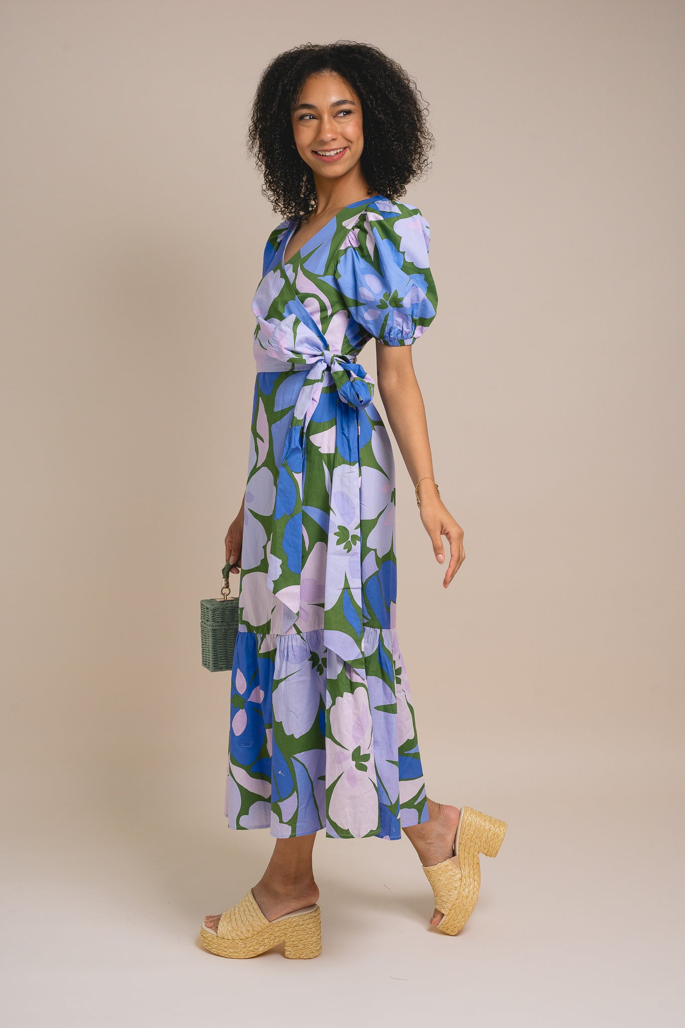 Dayana Floral Poplin Wrap Midi Dress