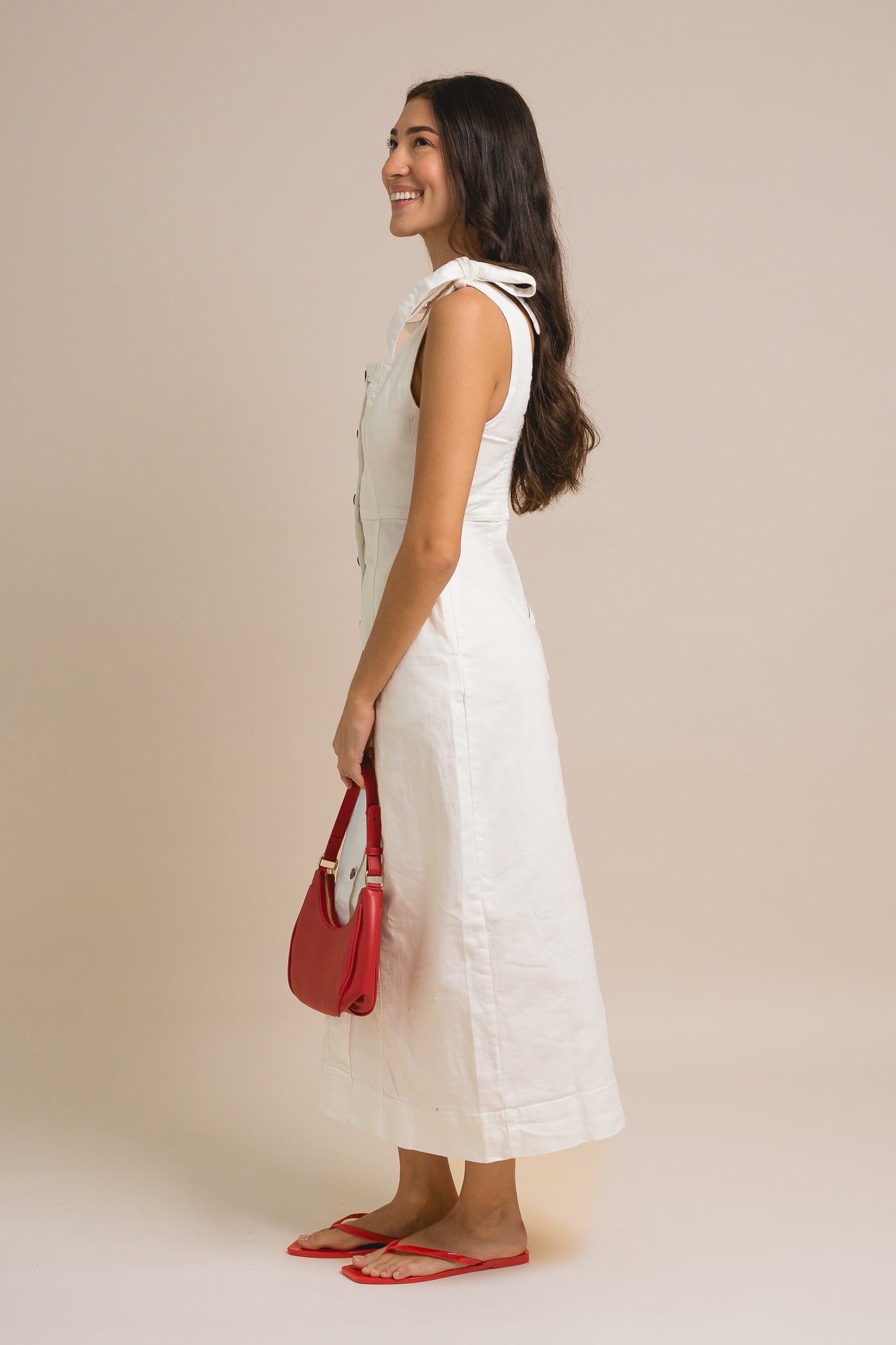 Tie Sleeve Buttondown Dress