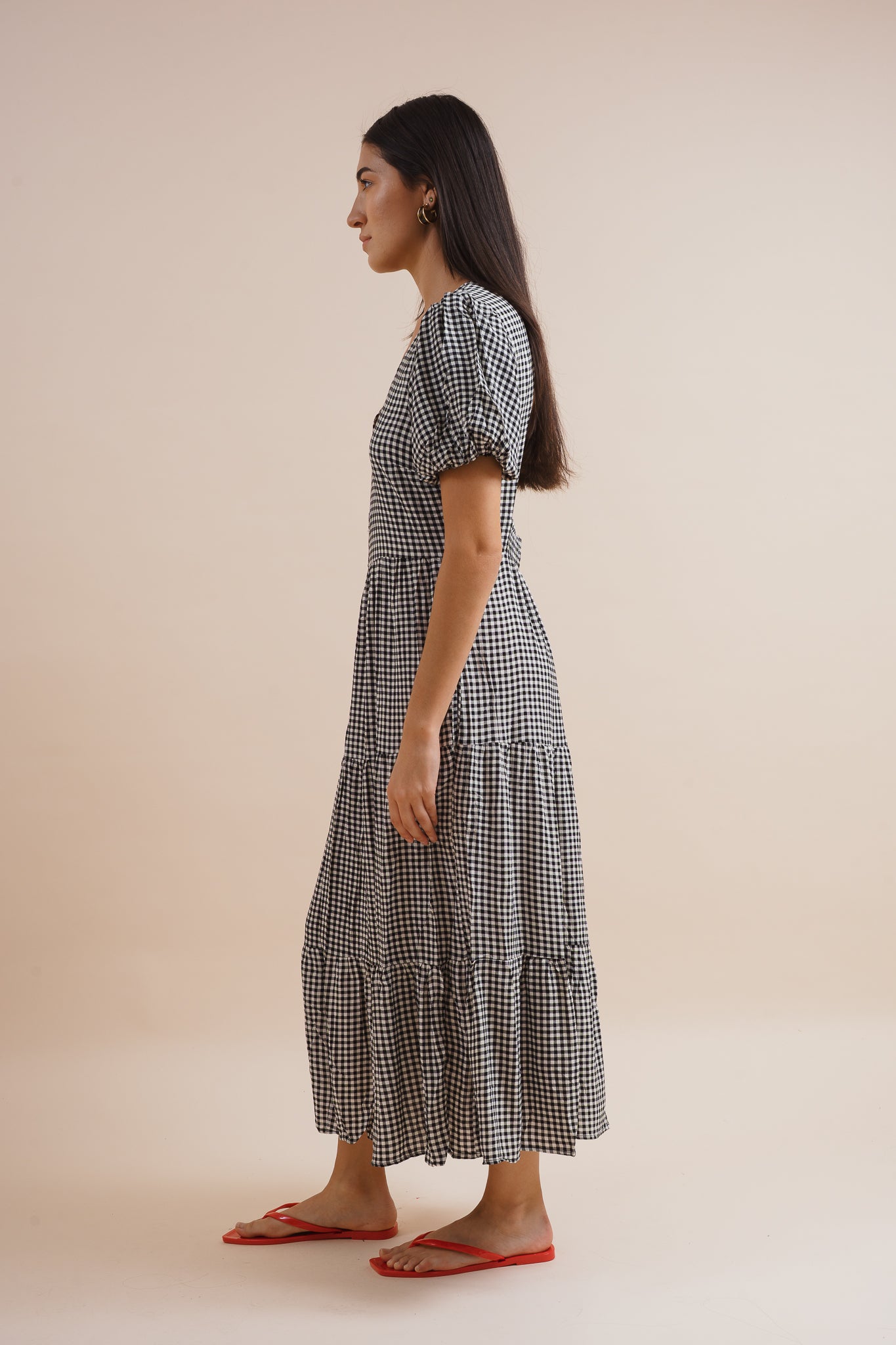 Beatrix Gingham Linen Midi Dress