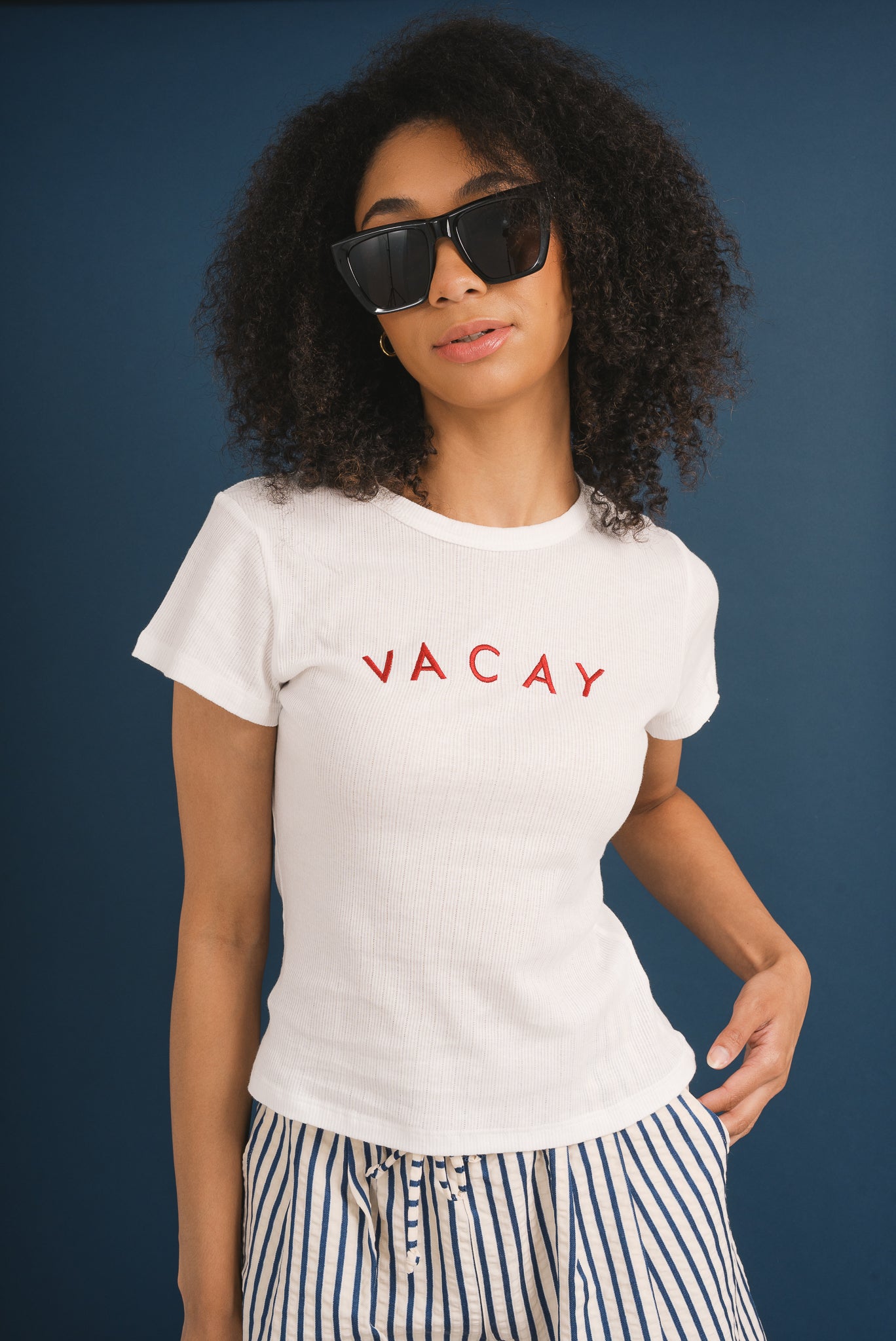 'vacay' Ribbed Knit Tee