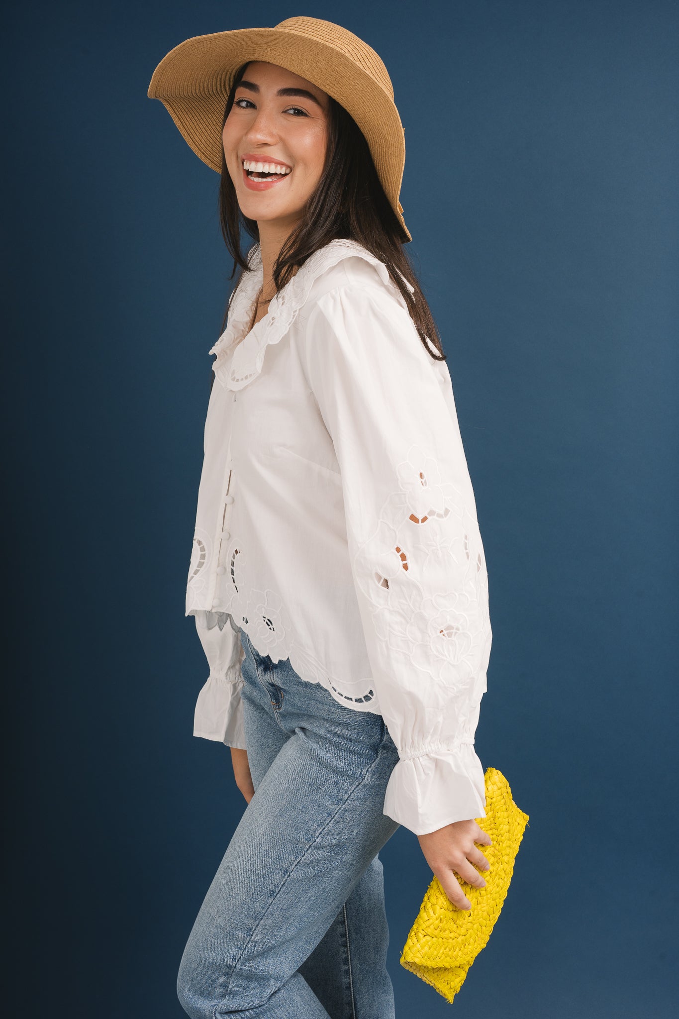 Embroidery Ruffle Blouse