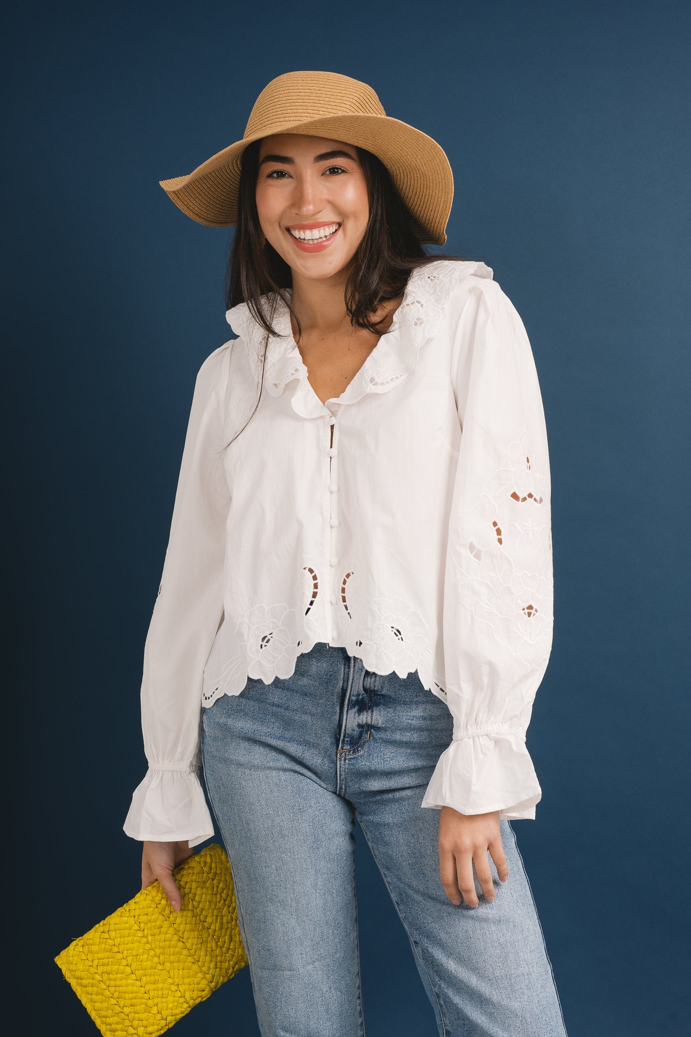 Embroidery Ruffle Blouse