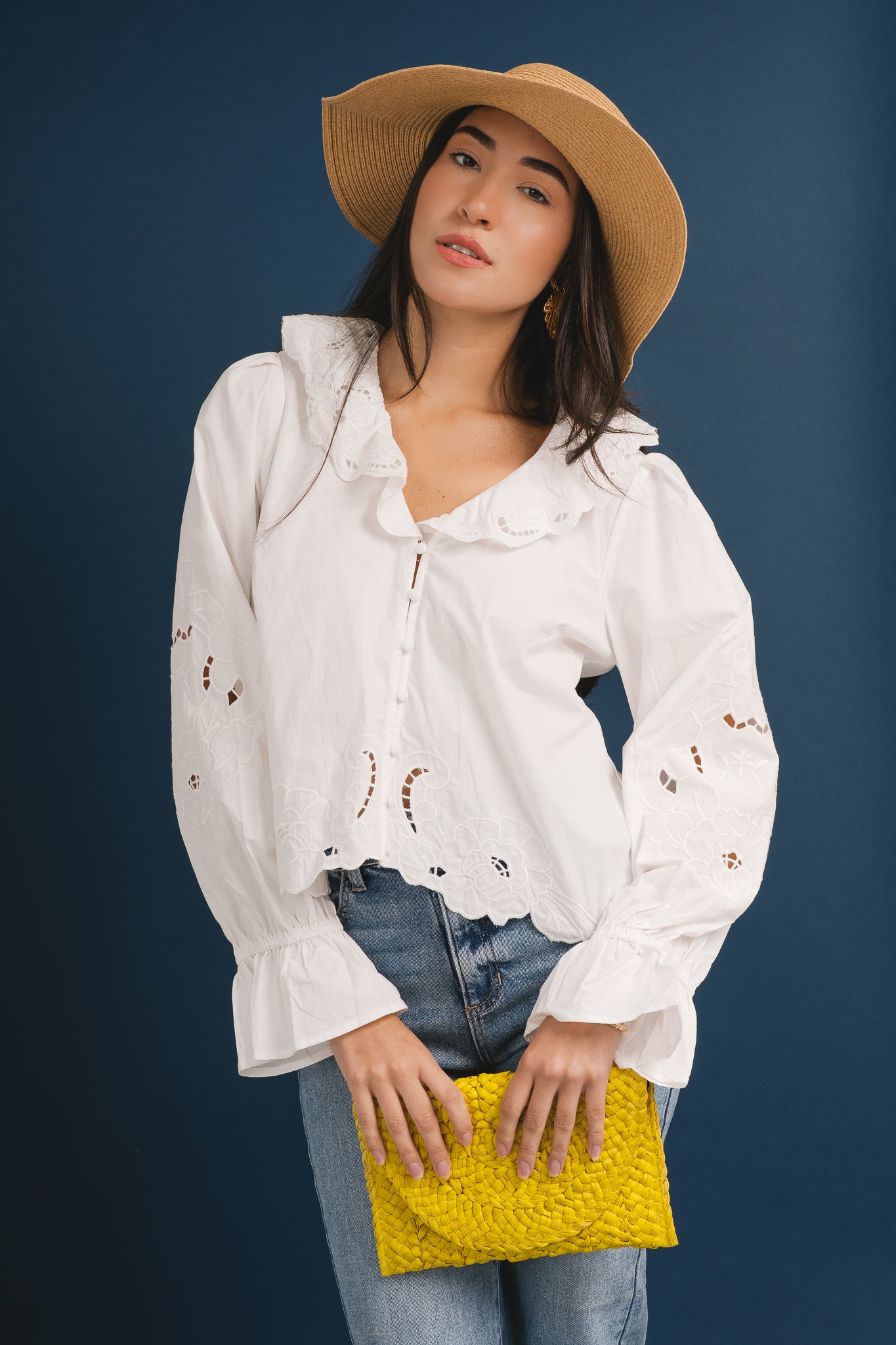 Embroidery Ruffle Blouse