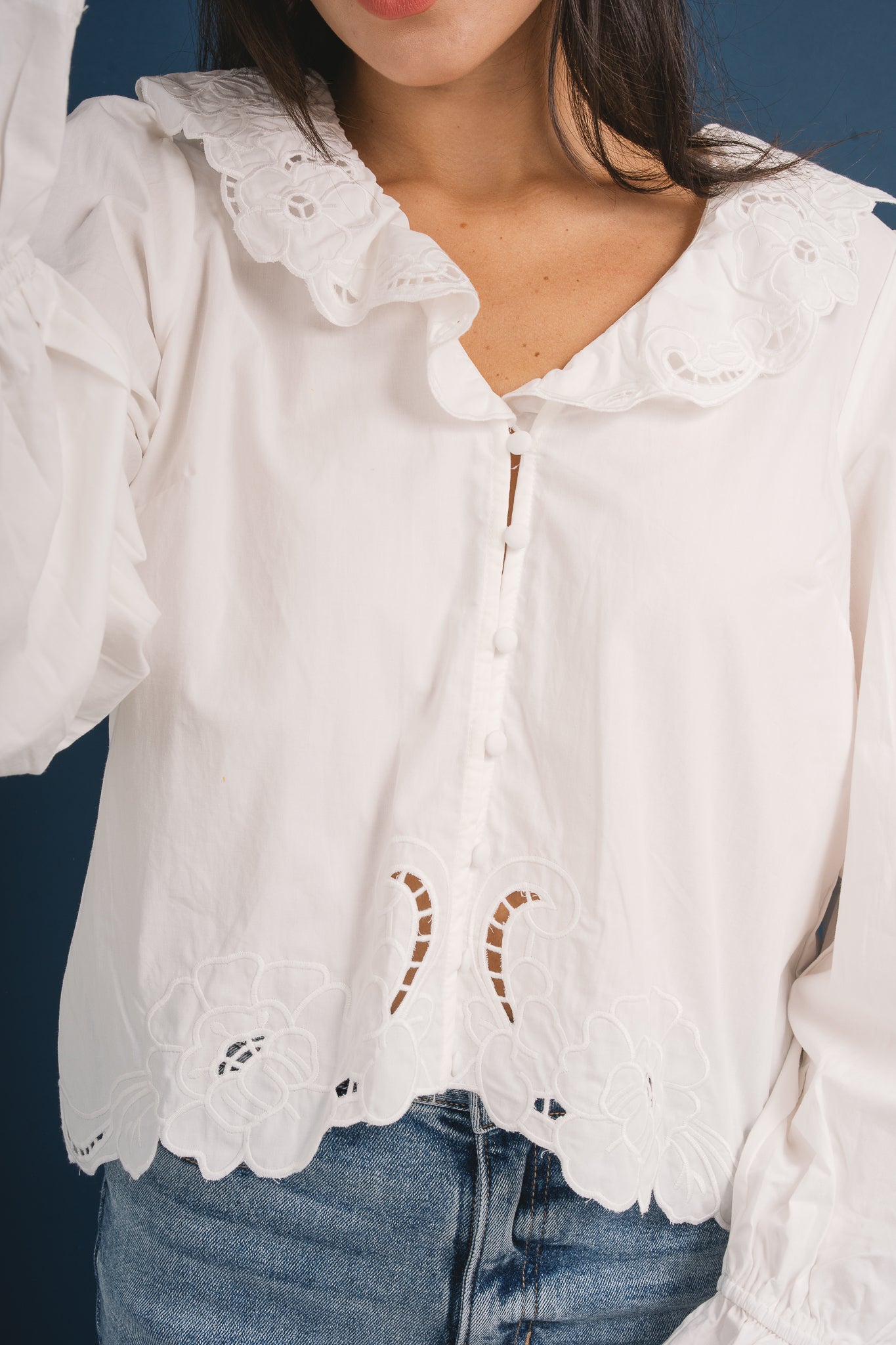 Embroidery Ruffle Blouse