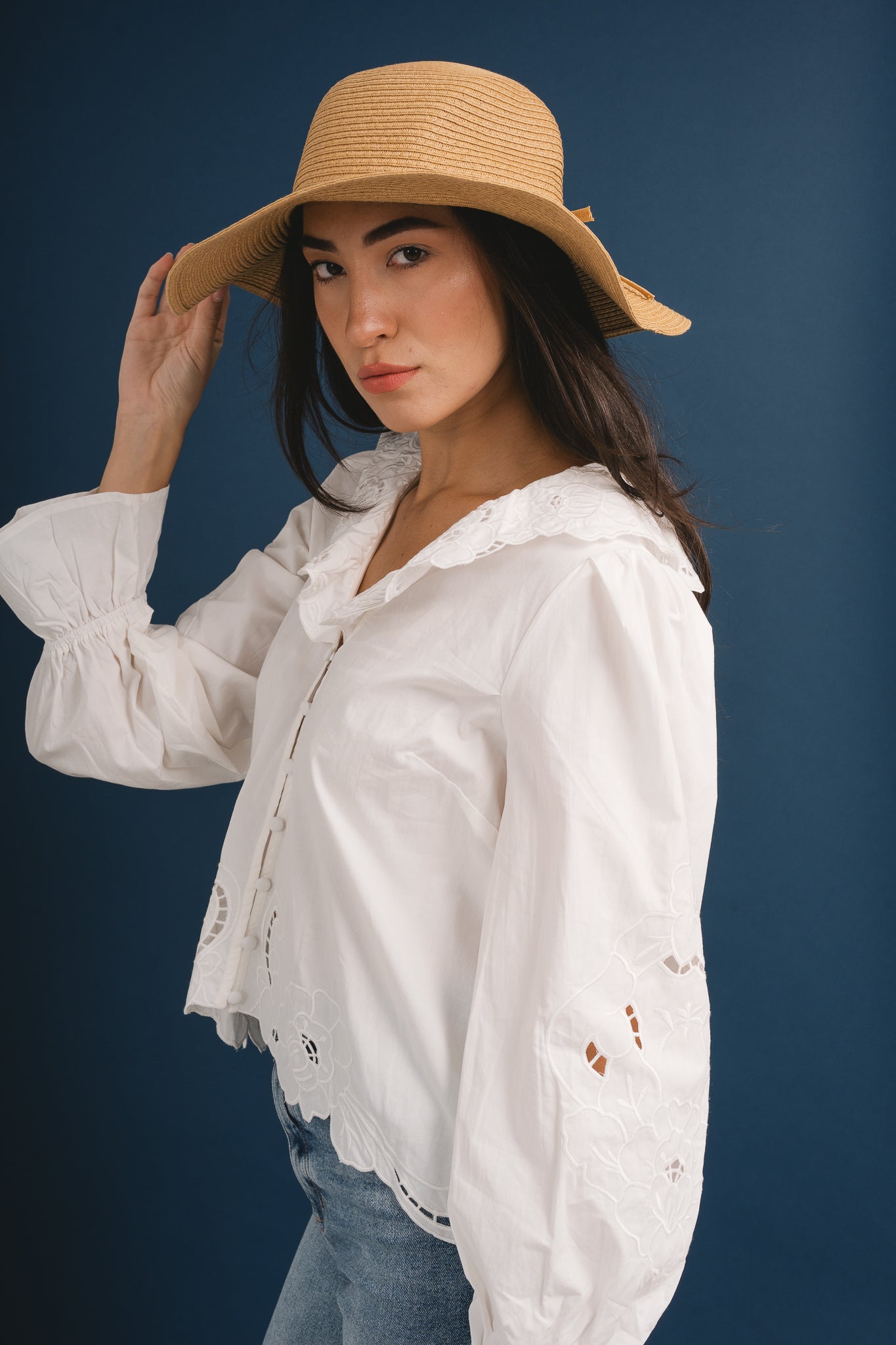 Embroidery Ruffle Blouse