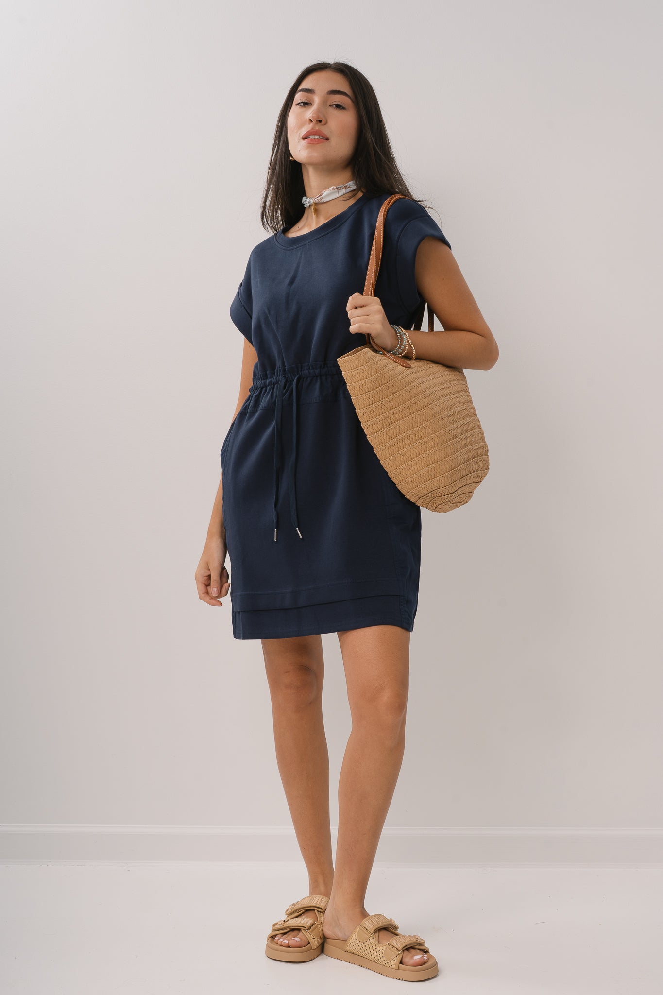 Jersey Drawstring Waist Dress