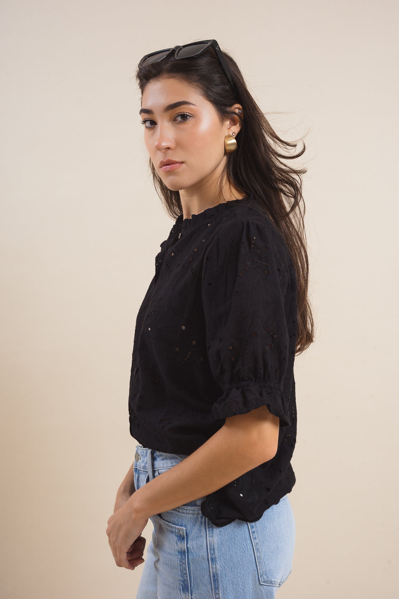 Embroidered Eyelet Cotton Top