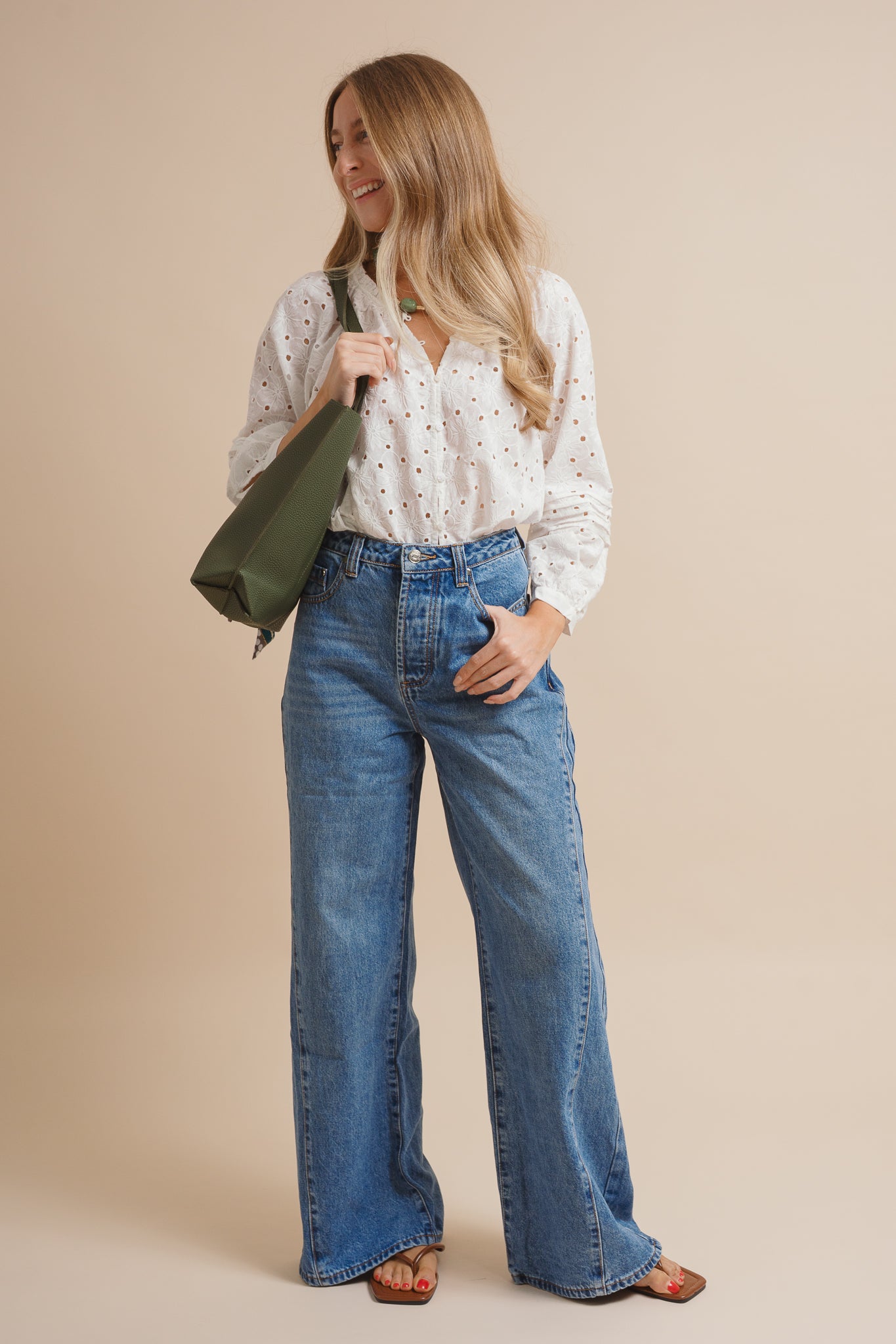 Wren Wide Leg Mid Rise Jeans