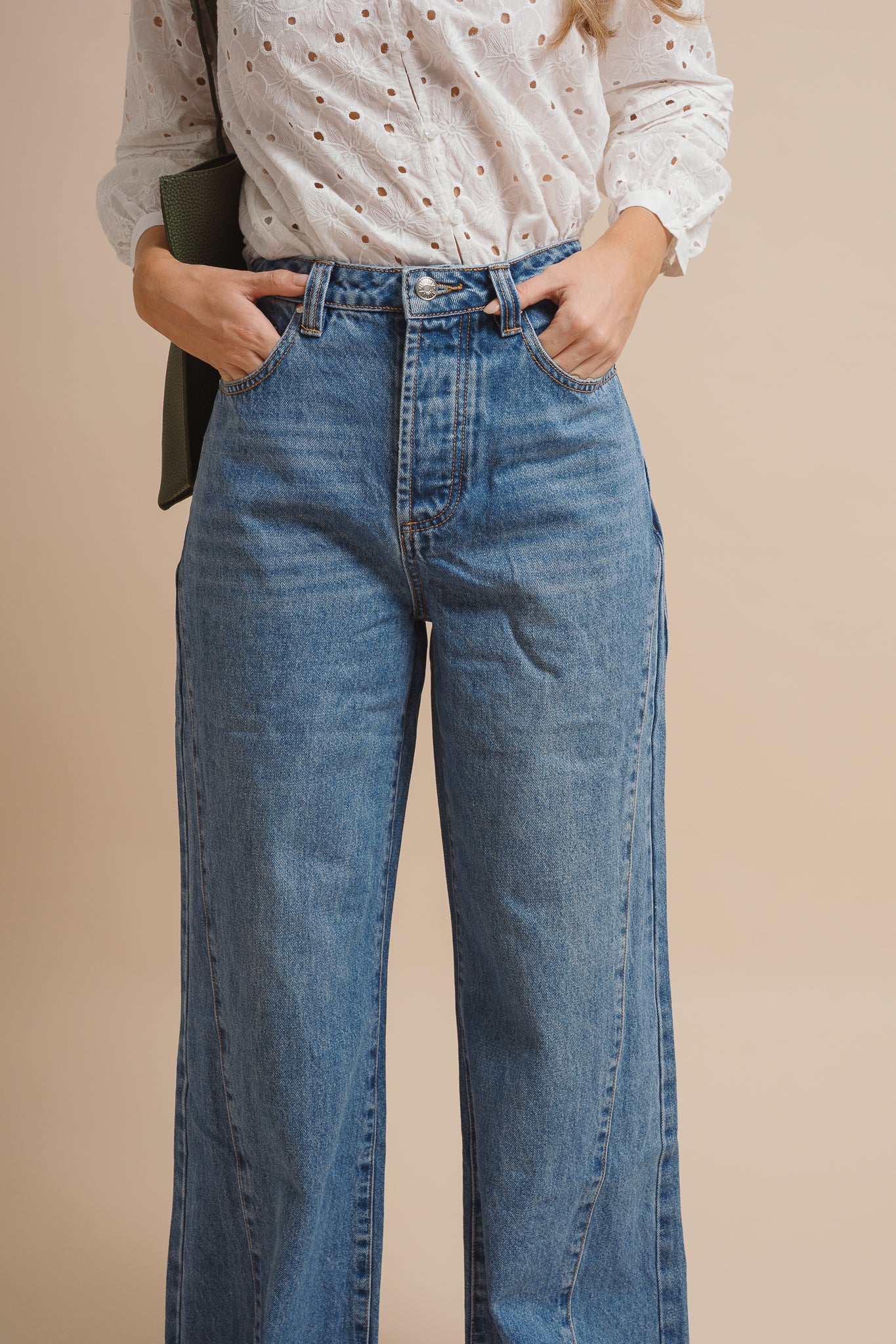 Wren Wide Leg Mid Rise Jeans