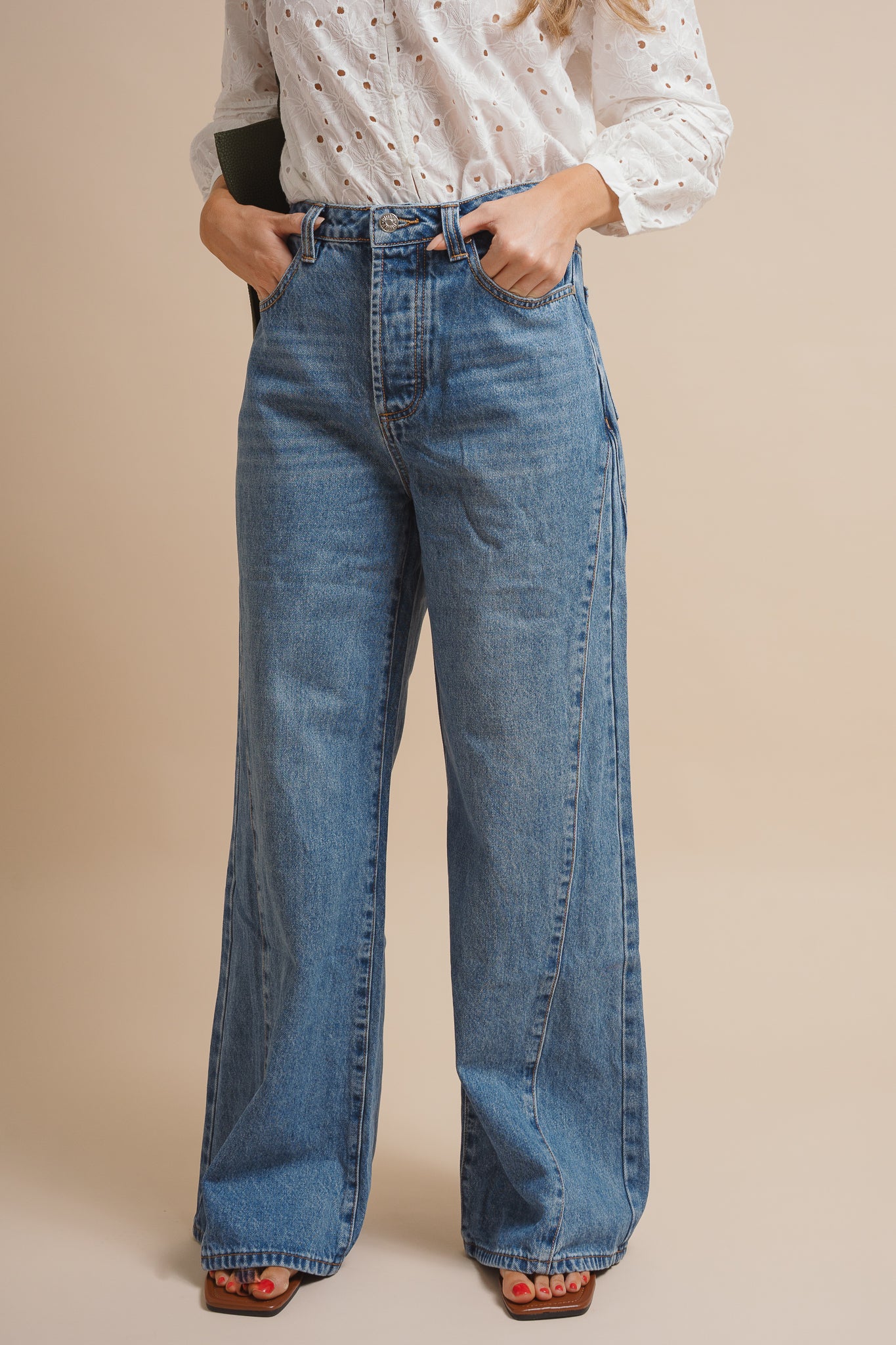 Wren Wide Leg Mid Rise Jeans