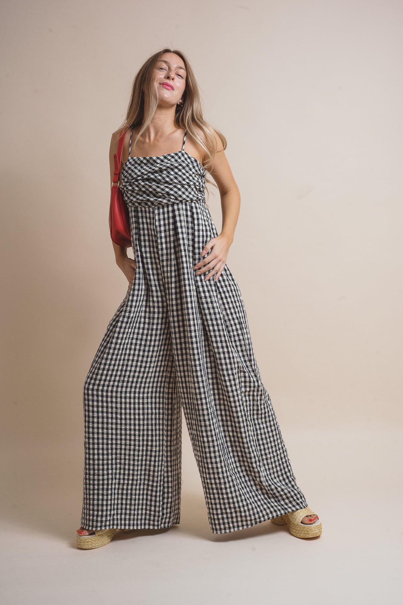 Georgia Gingham Wide-leg Jumpsuit