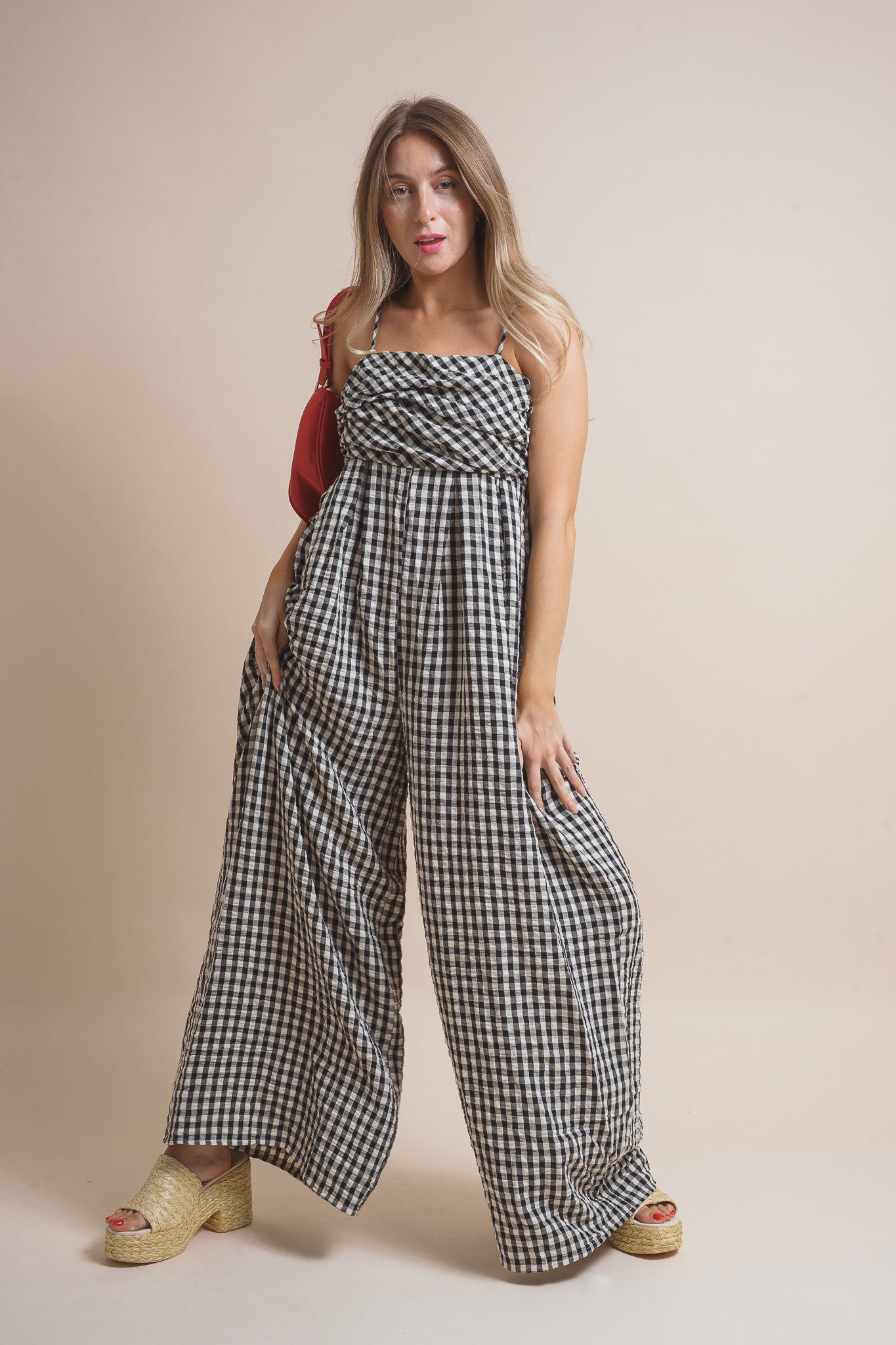 Georgia Gingham Wide-leg Jumpsuit