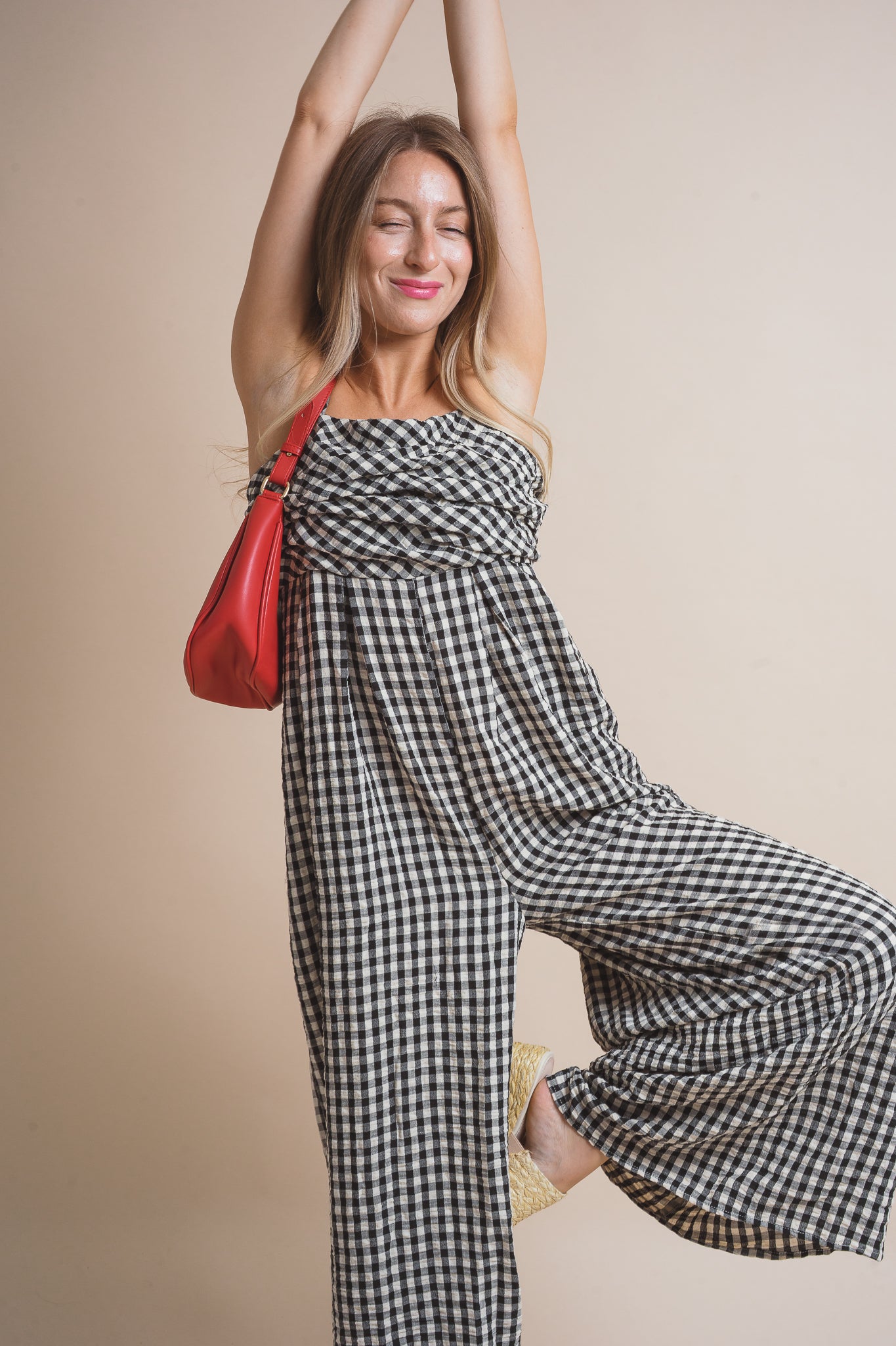 Georgia Gingham Wide-leg Jumpsuit