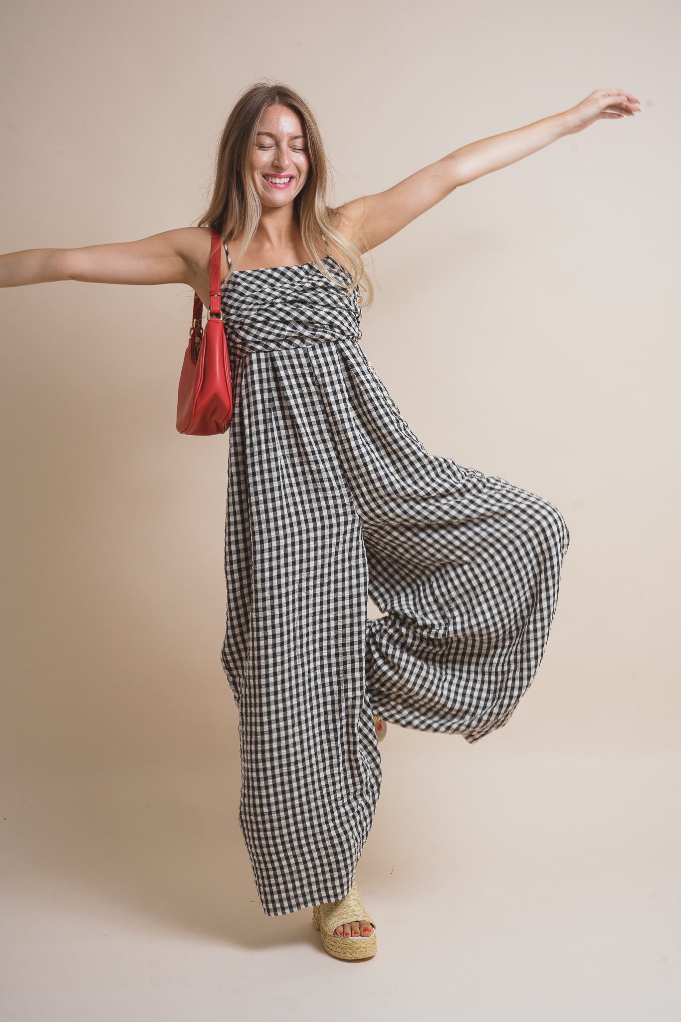 Georgia Gingham Wide-leg Jumpsuit
