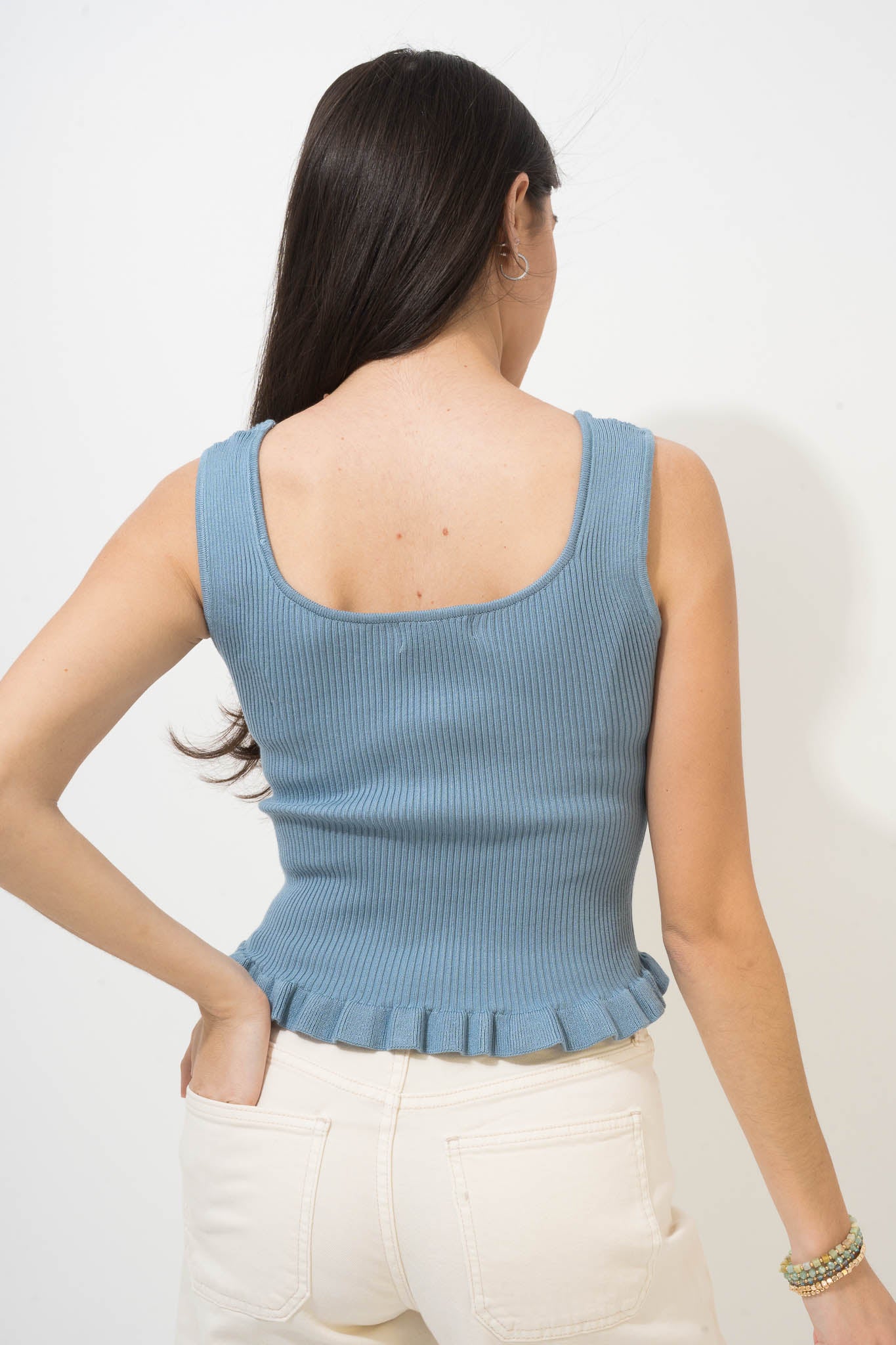 Ruffle Trim Knit Tank