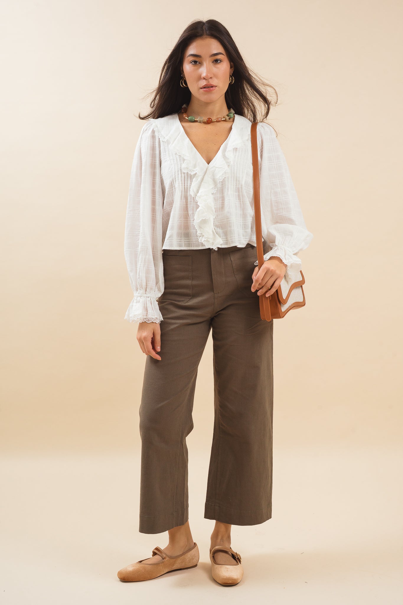 Della Ruffled V-neck Blouse