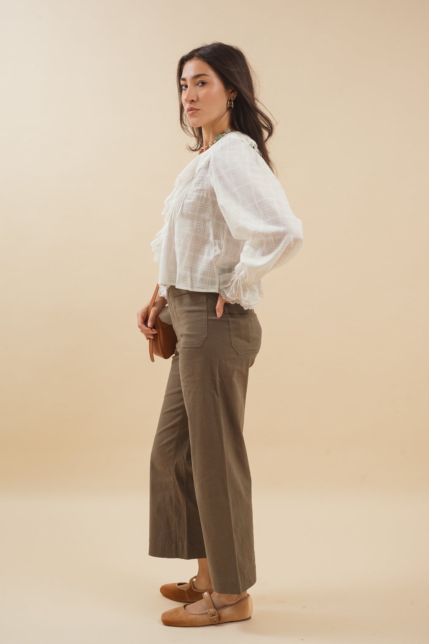 Della Ruffled V-neck Blouse