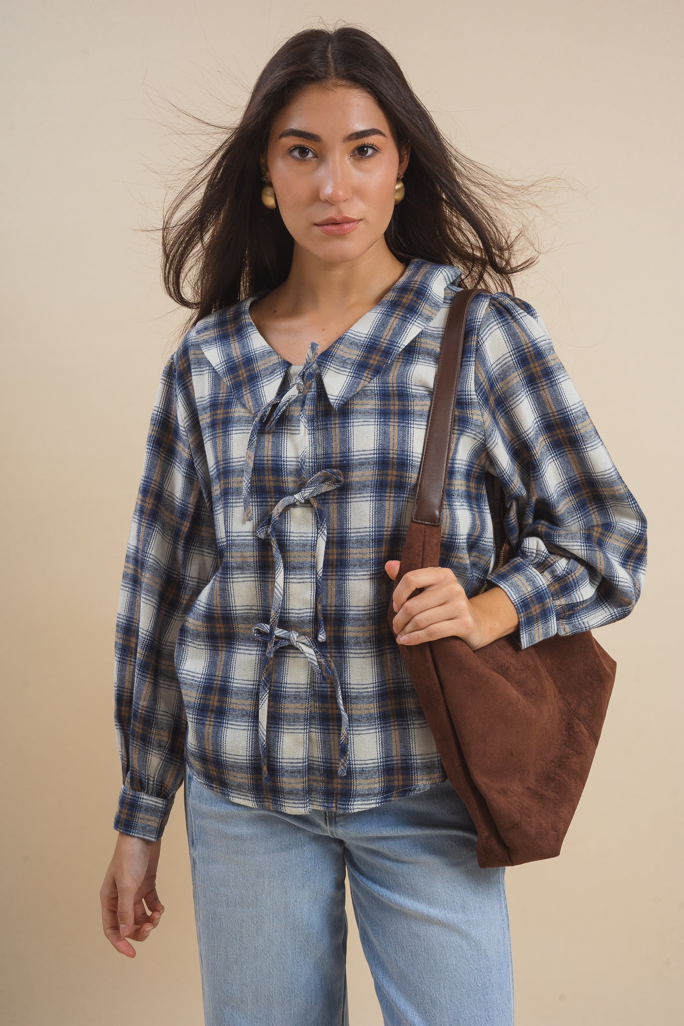 Rachel Plaid Tie Shirt