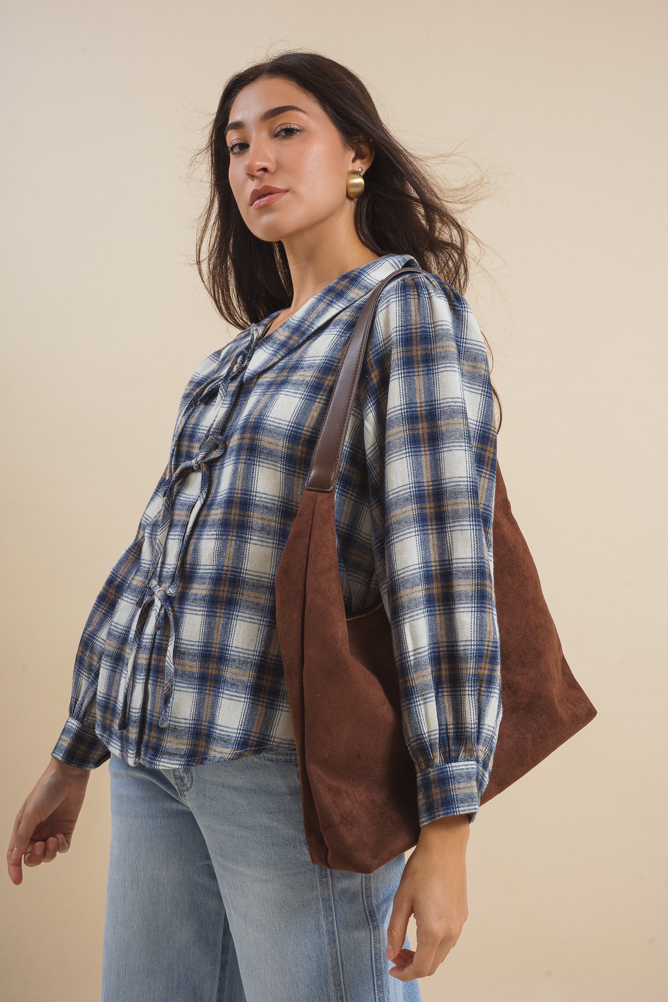 Rachel Plaid Tie Shirt