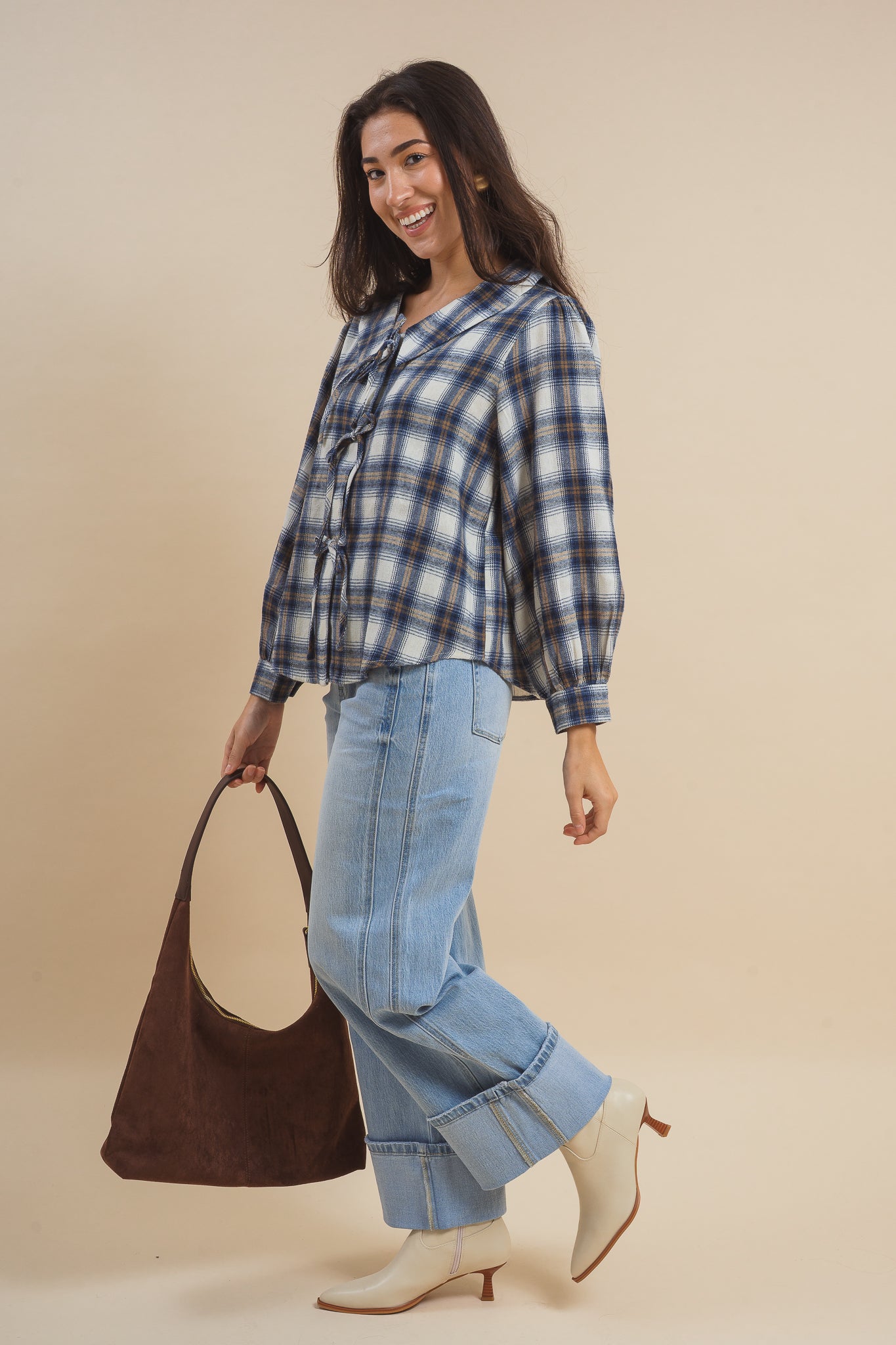 Rachel Plaid Tie Shirt
