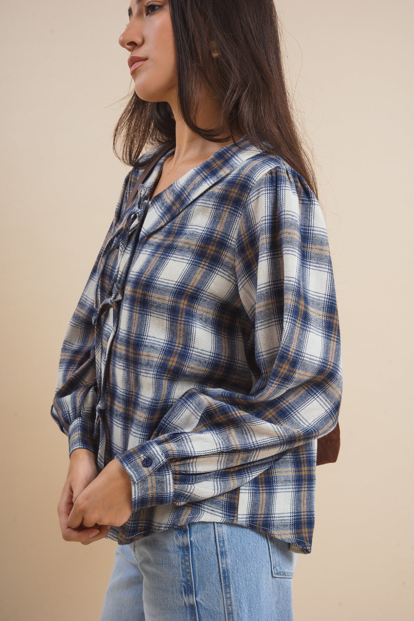 Rachel Plaid Tie Shirt