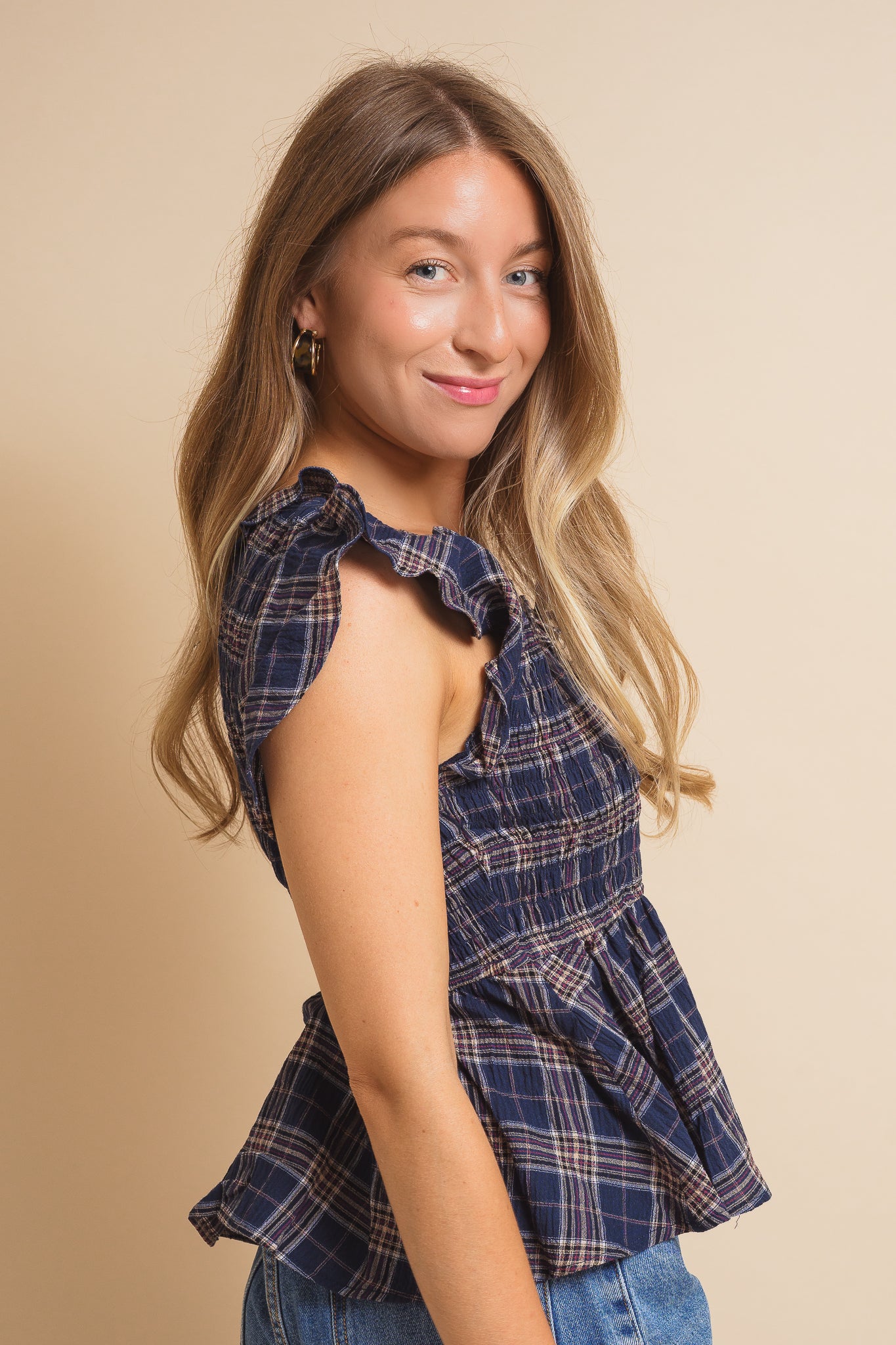 Vivienne Plaid Ruffle Top