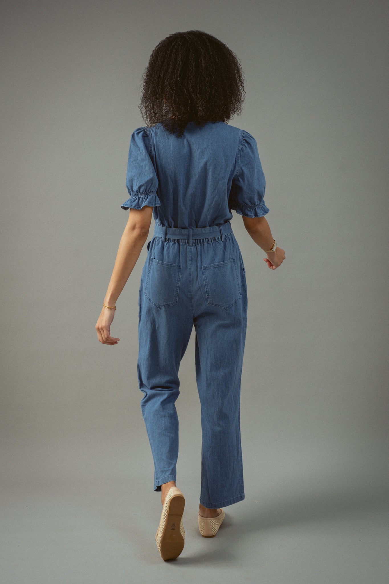 Denim Short Sleeve Jumpsuit