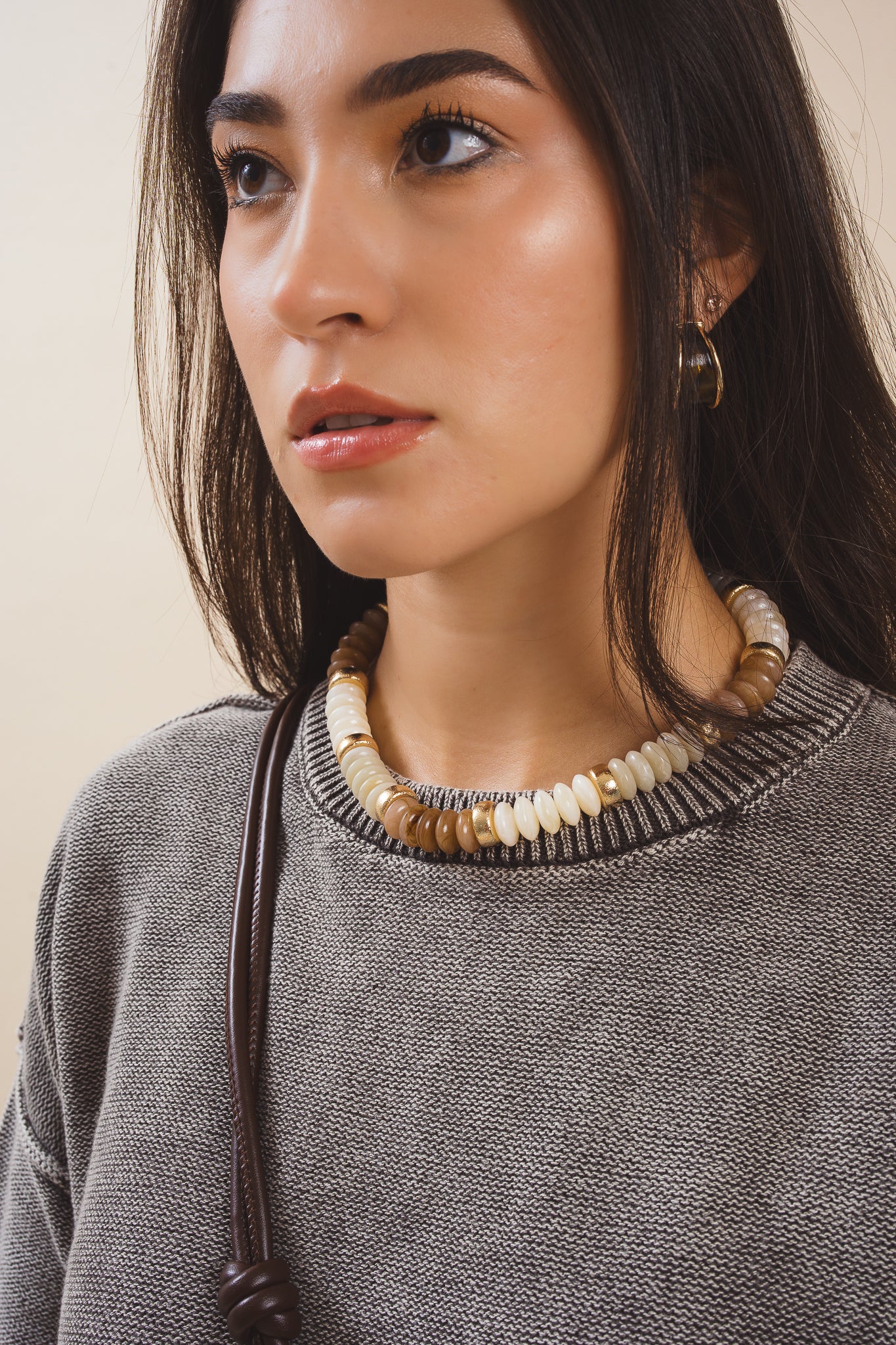 Colorblock Resin Beaded Necklace