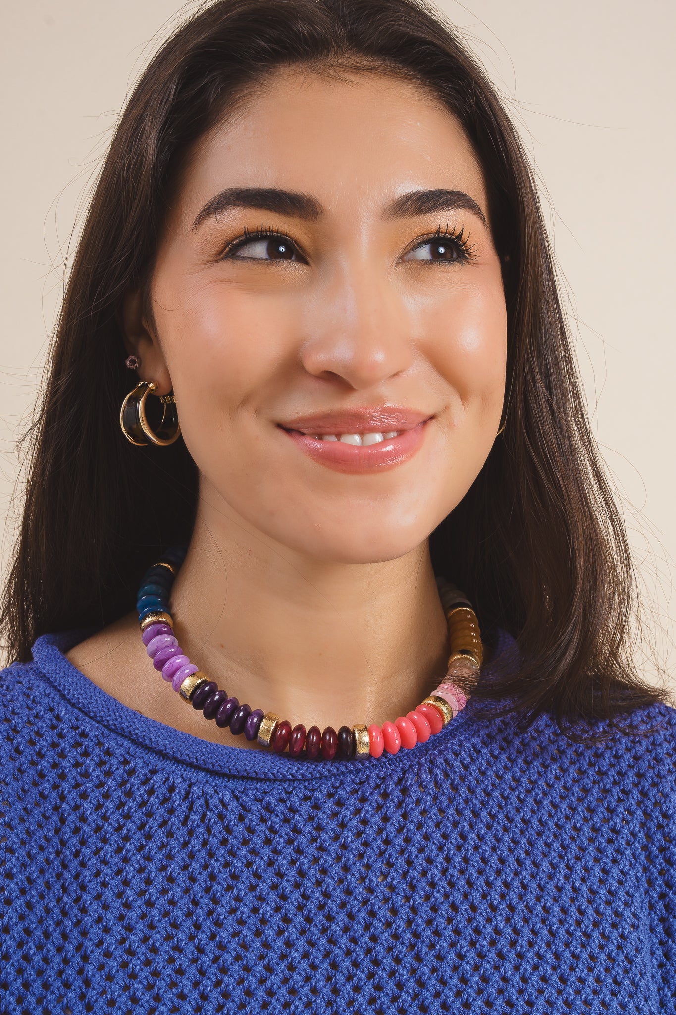 Colorblock Resin Beaded Necklace