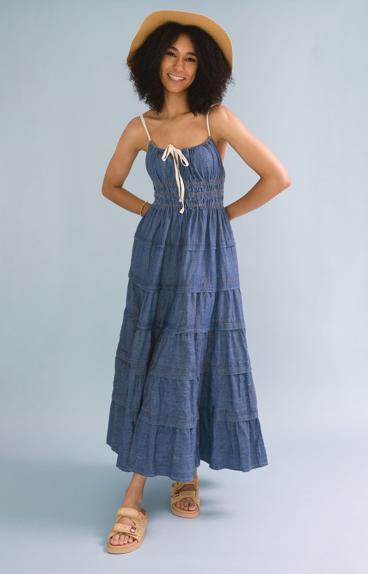 Washed Denim Maxi Dress