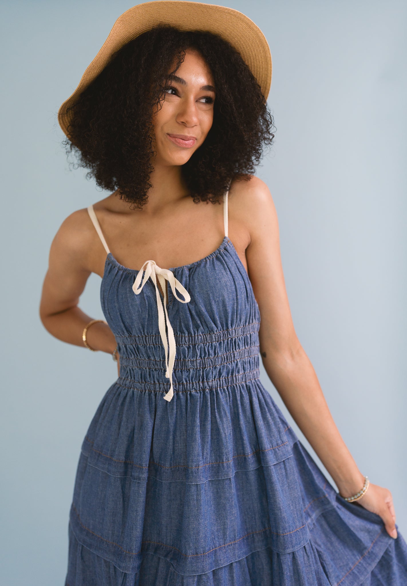 Washed Denim Maxi Dress