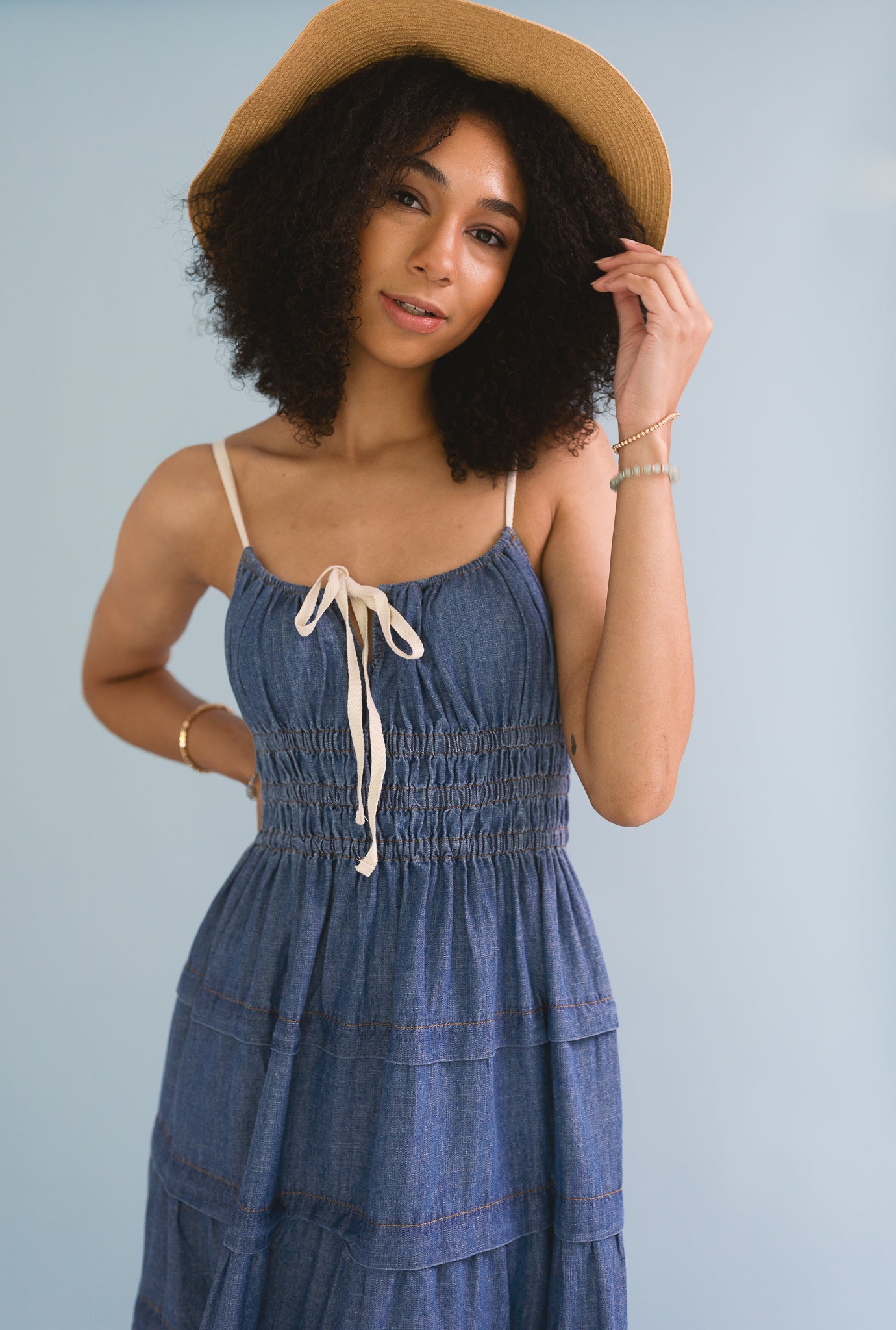 Washed Denim Maxi Dress